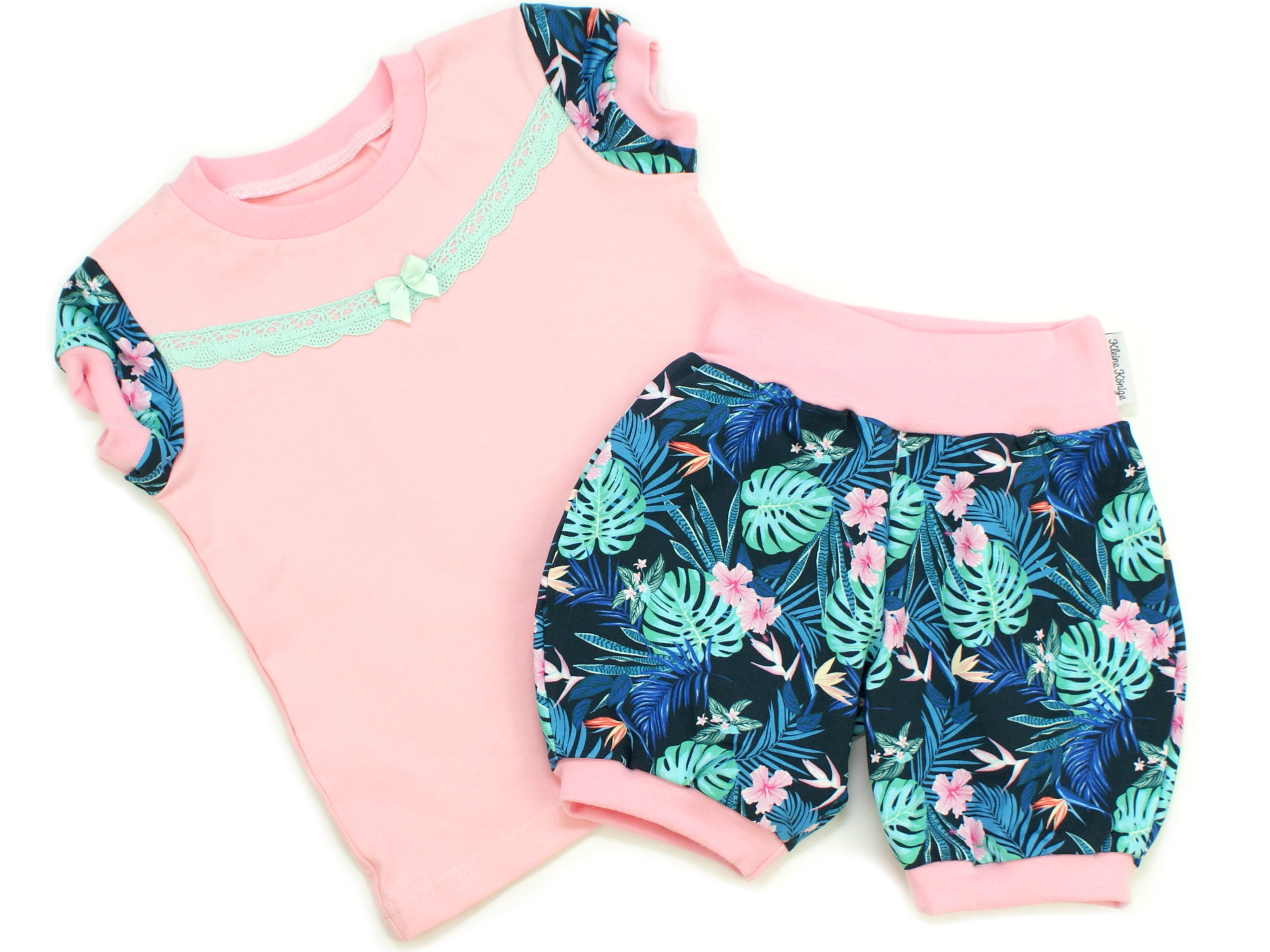 Kinder Sommer Shorts "Tropic" marineblau rosa
