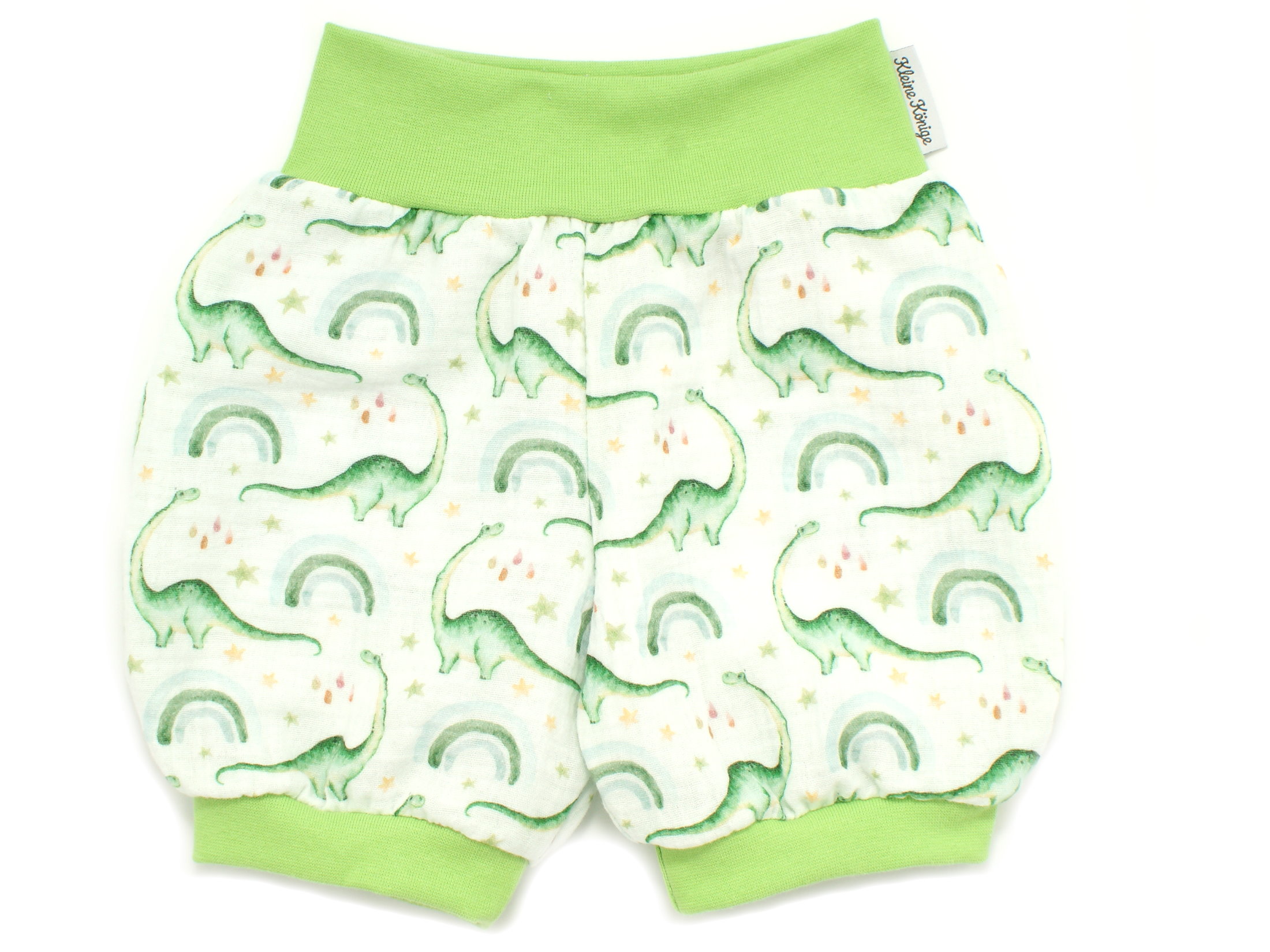Musselin Kinder Shorts "Dinos" grün