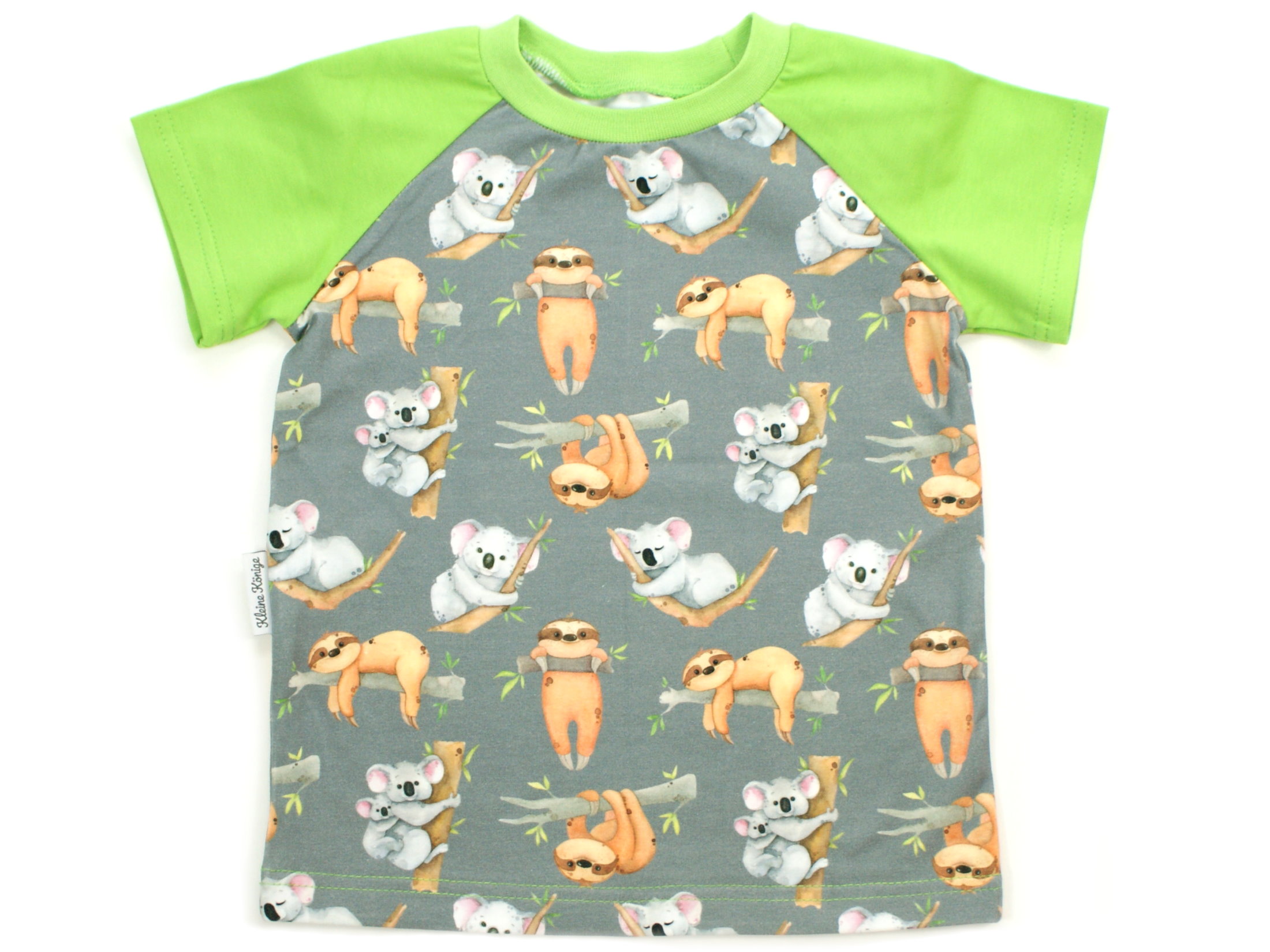 Kinder T-Shirt "Koala & Faultier" grau lemon