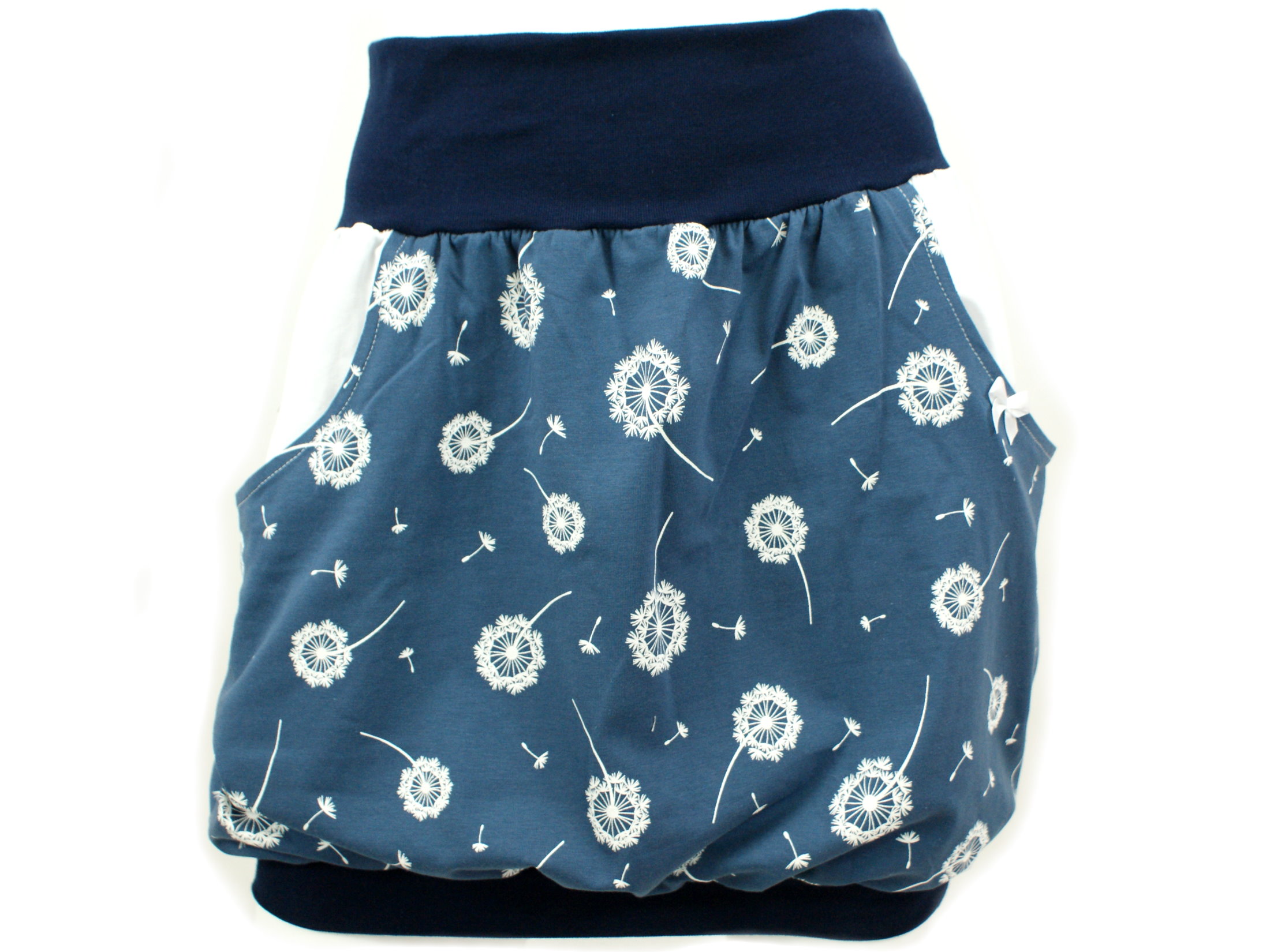 Damen Ballonrock "Pusteblumen" blau weiß mit Taschen