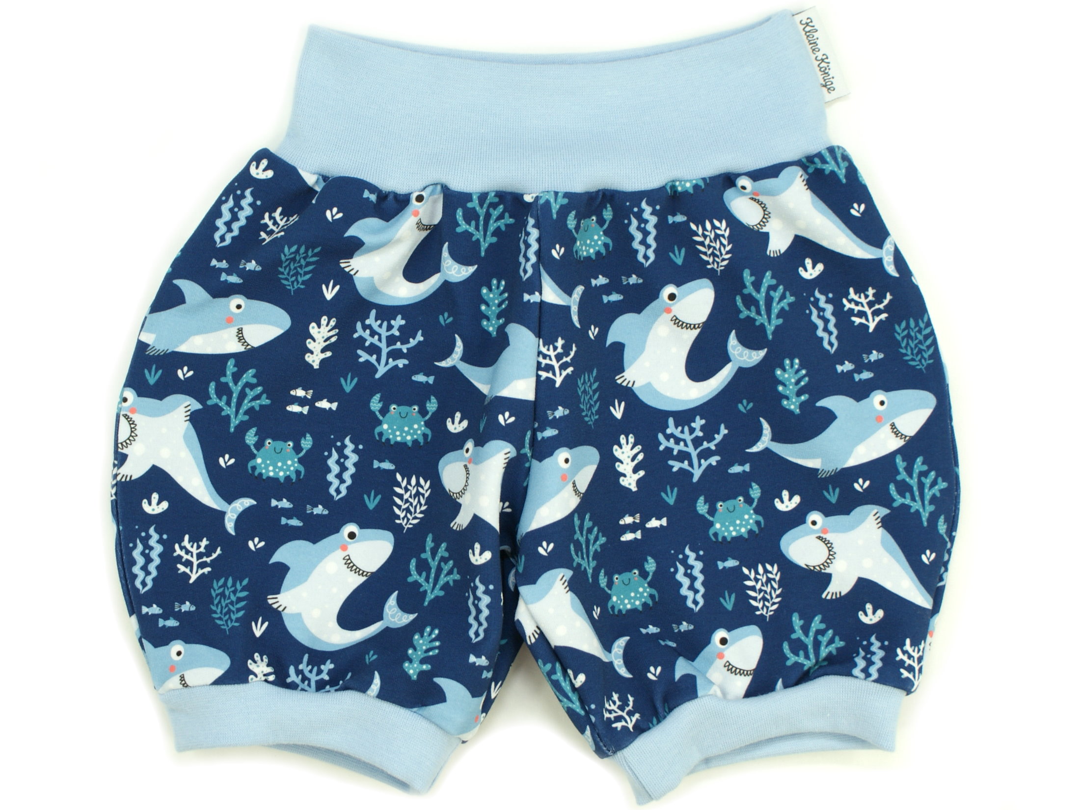 Kinder Sommer Shorts Hai "Lucky Shark" marineblau