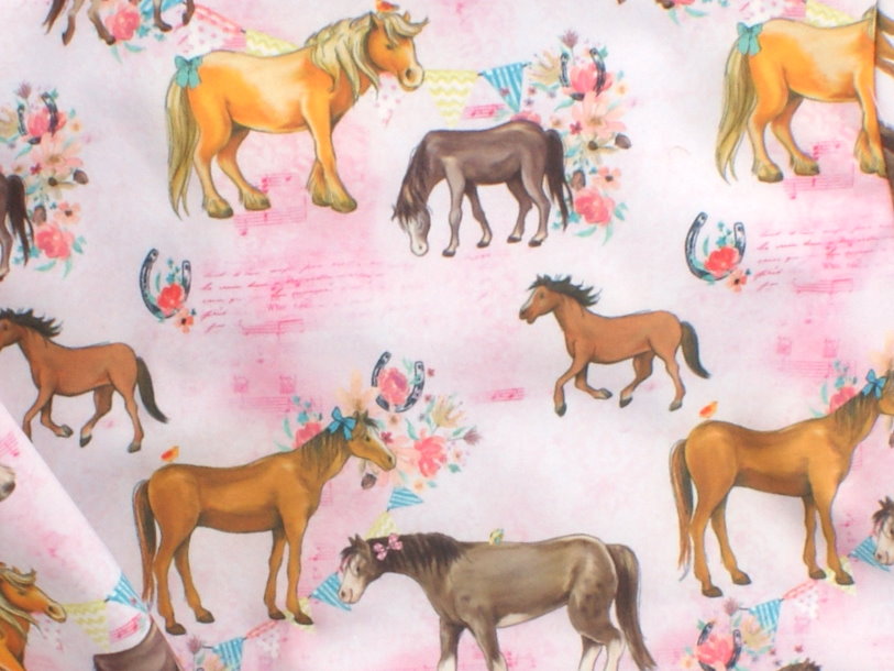 Kinder Softshell-Jacke "Pferde" rosa