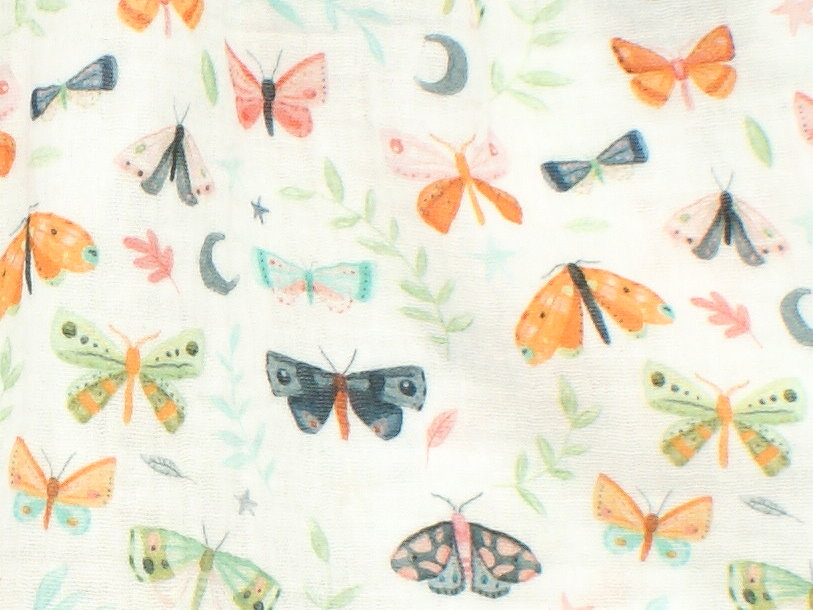 Musselin Kinderkleid mit Rüschen "Bunte Schmetterlinge" aqua