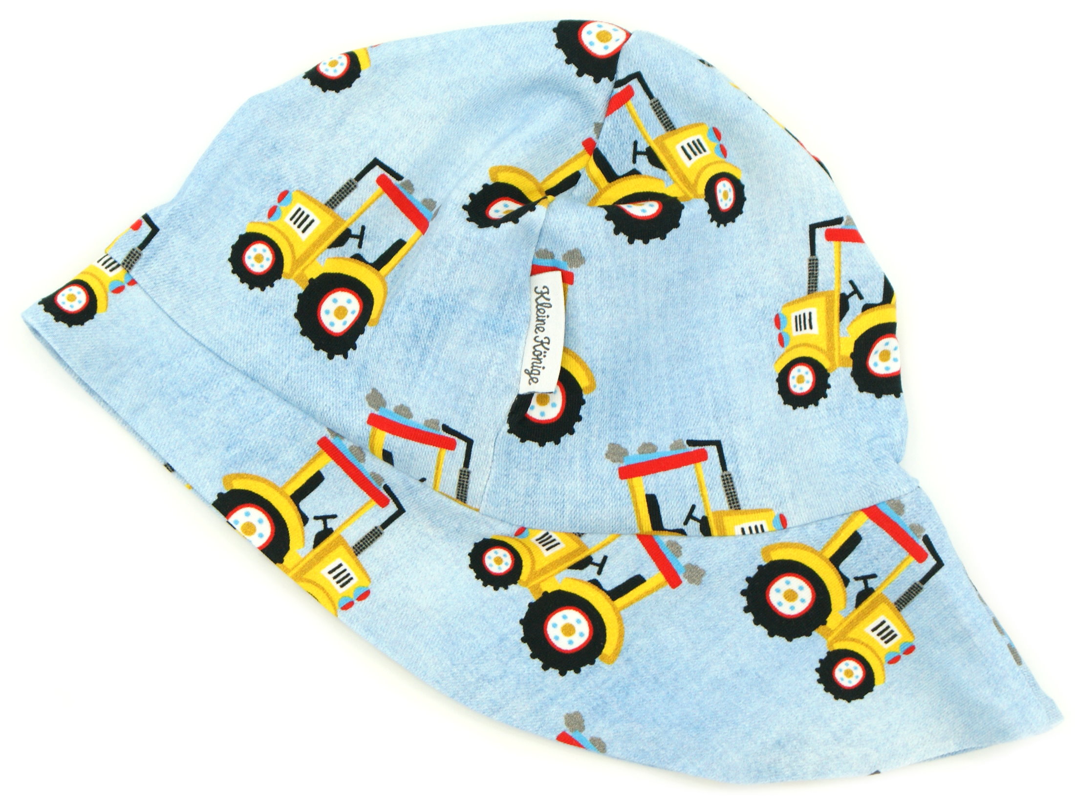 Kinder Sonnenhut "Gelber Traktor" hellblau