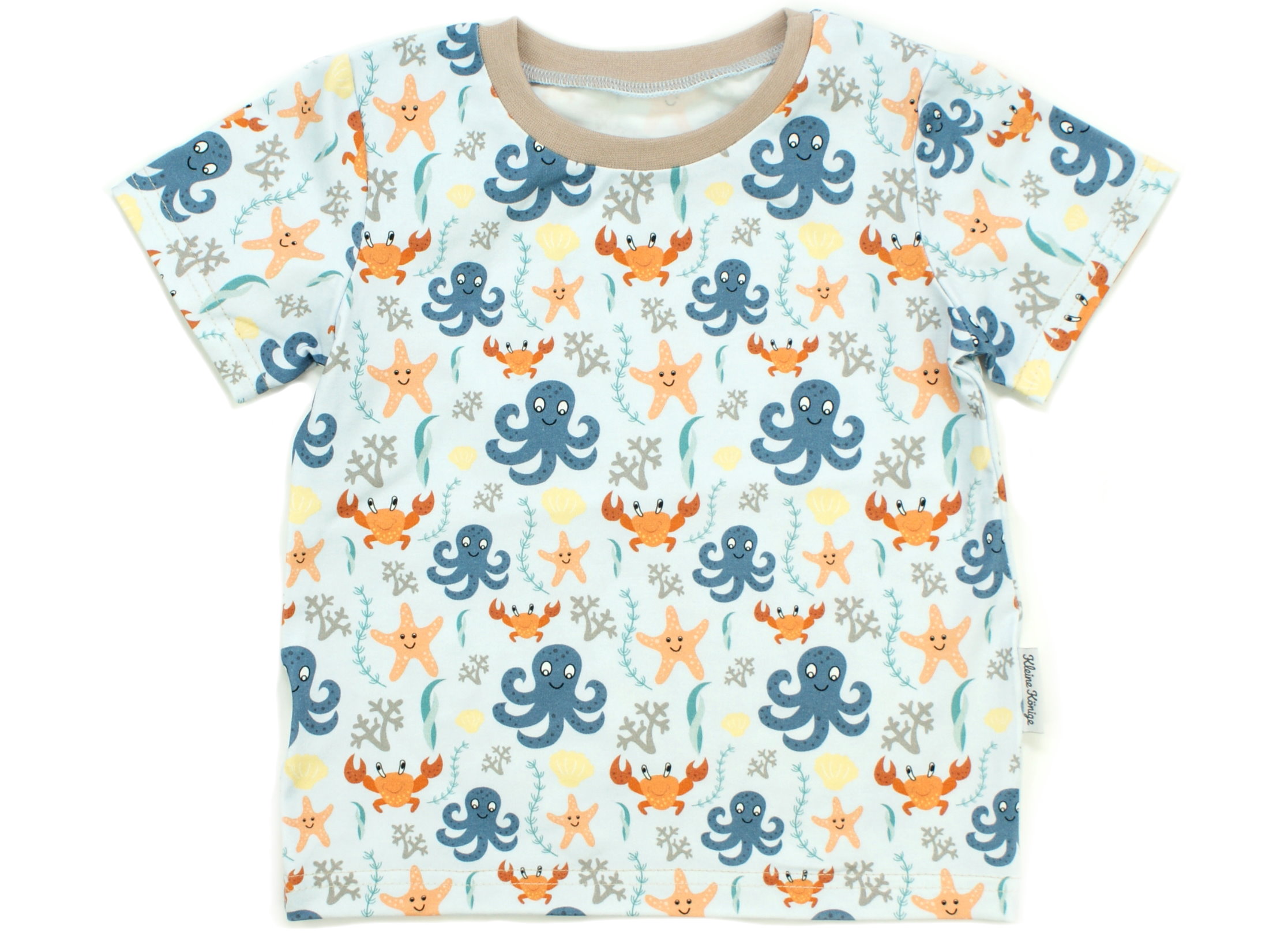 Kinder T-Shirt Allover Meerestiere "Sealife" hellblau