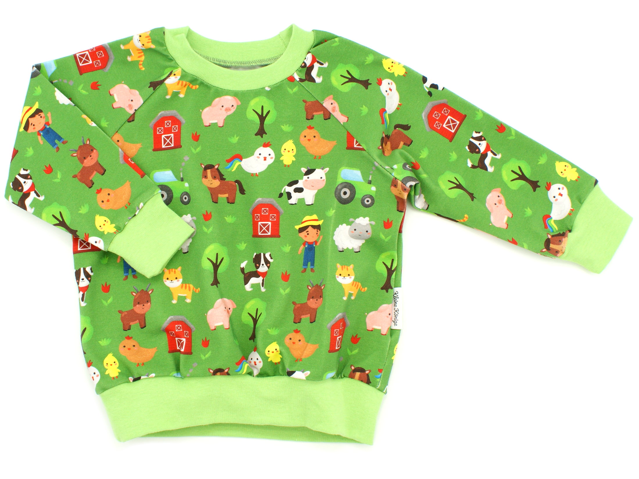 Kinder Pullover Shirt Bauernhof "Happy Farm" grün braun