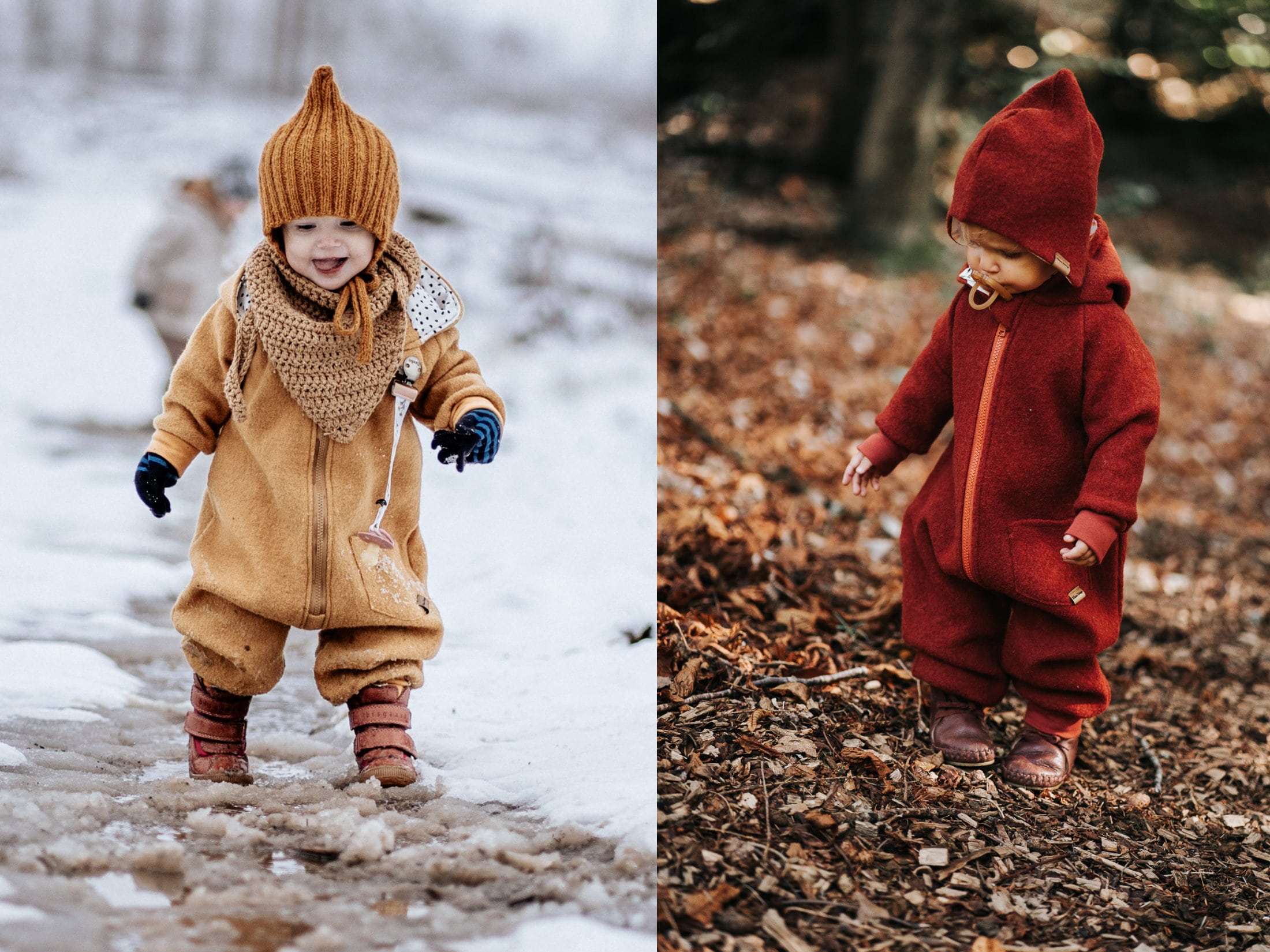 Kinder Walkanzug Overall aus Wollwalk in Grau