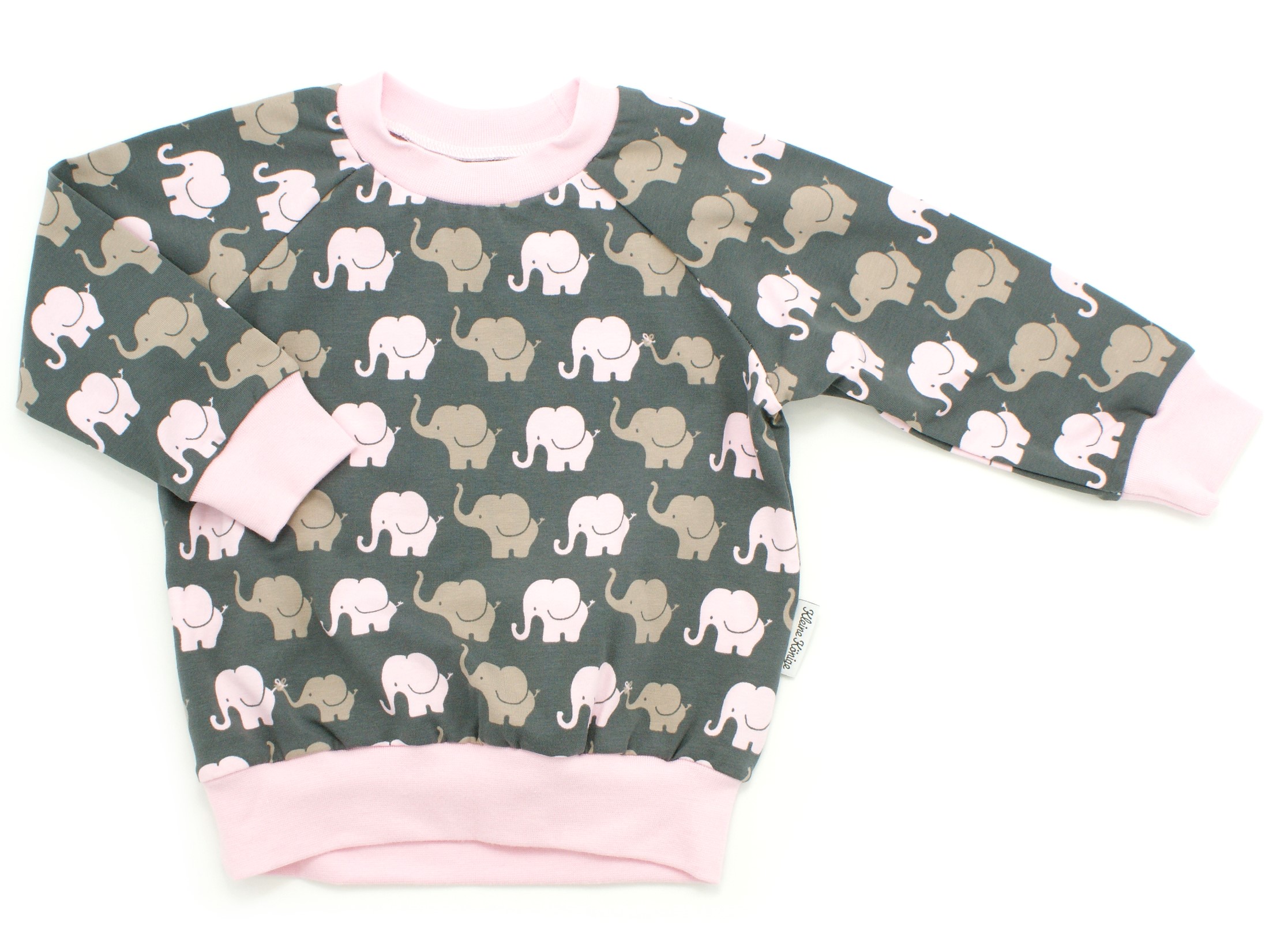 Kinder Pullover "Elefanten" rosa grau in 74/80
