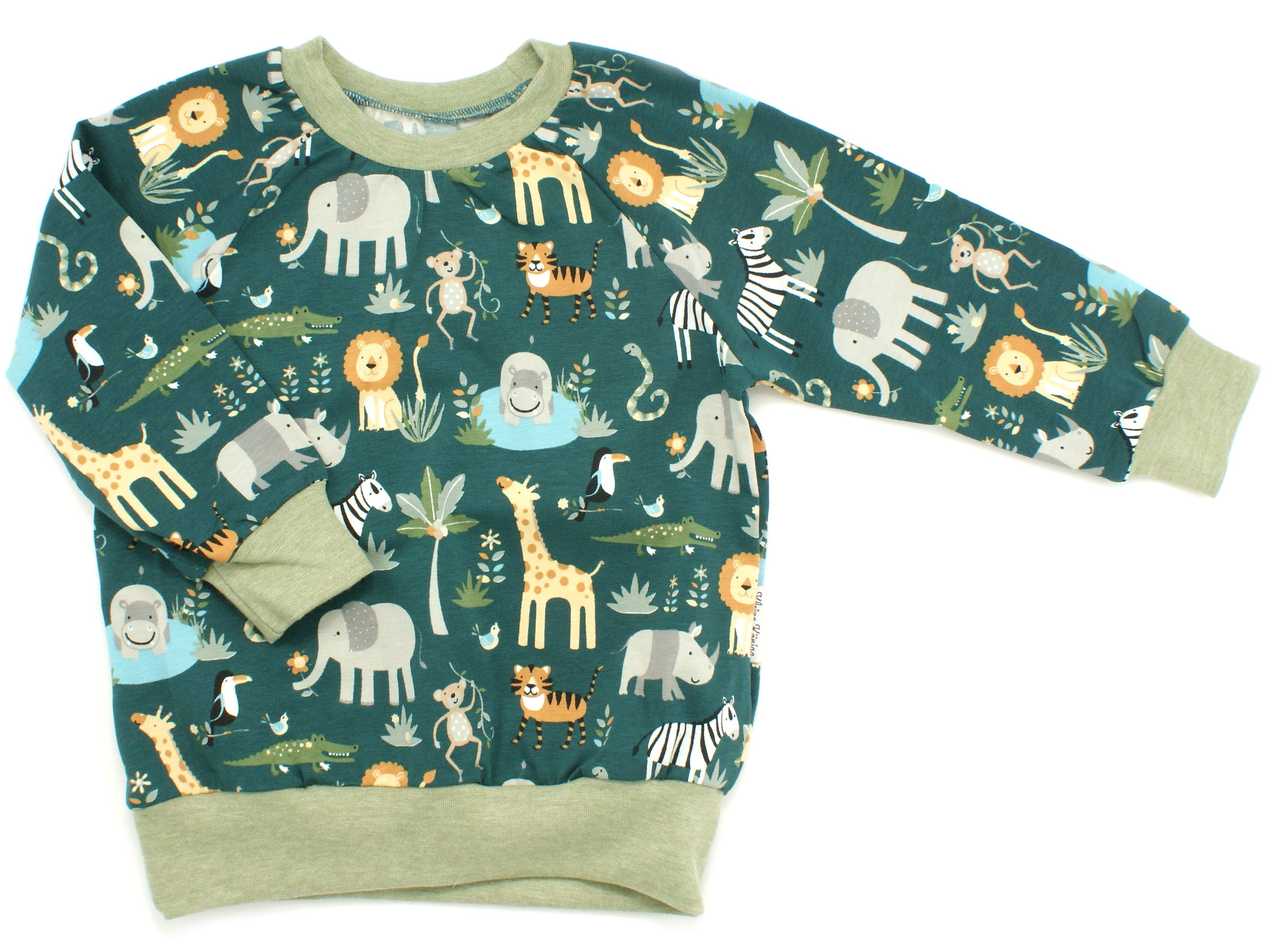 Kinder Pullover Shirt Dschungeltiere "Zooparty" petrol