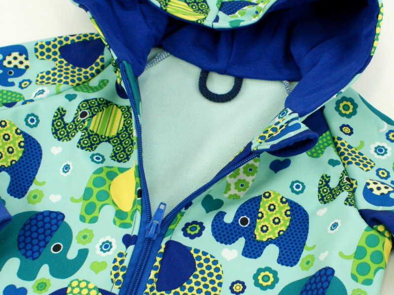Softshelloverall Anzug "Elefantenparty" blau türkis