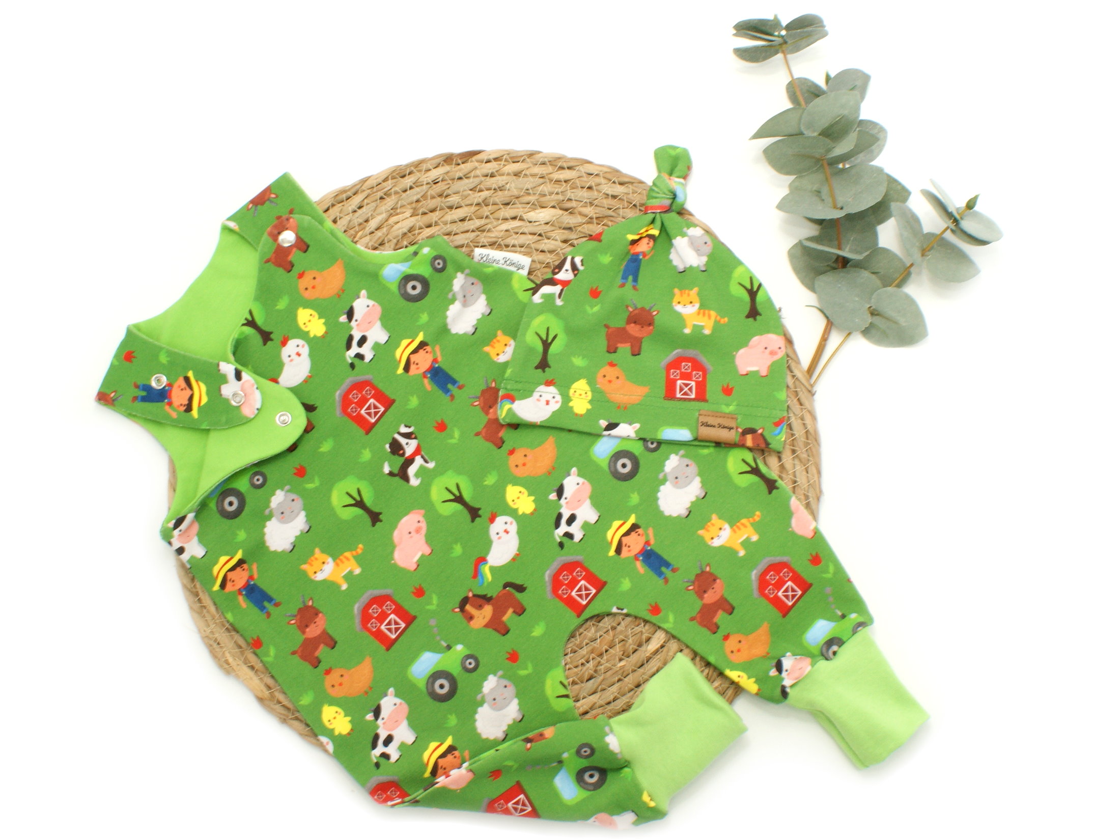 Baby Strampler "Happy Farm" grün braun