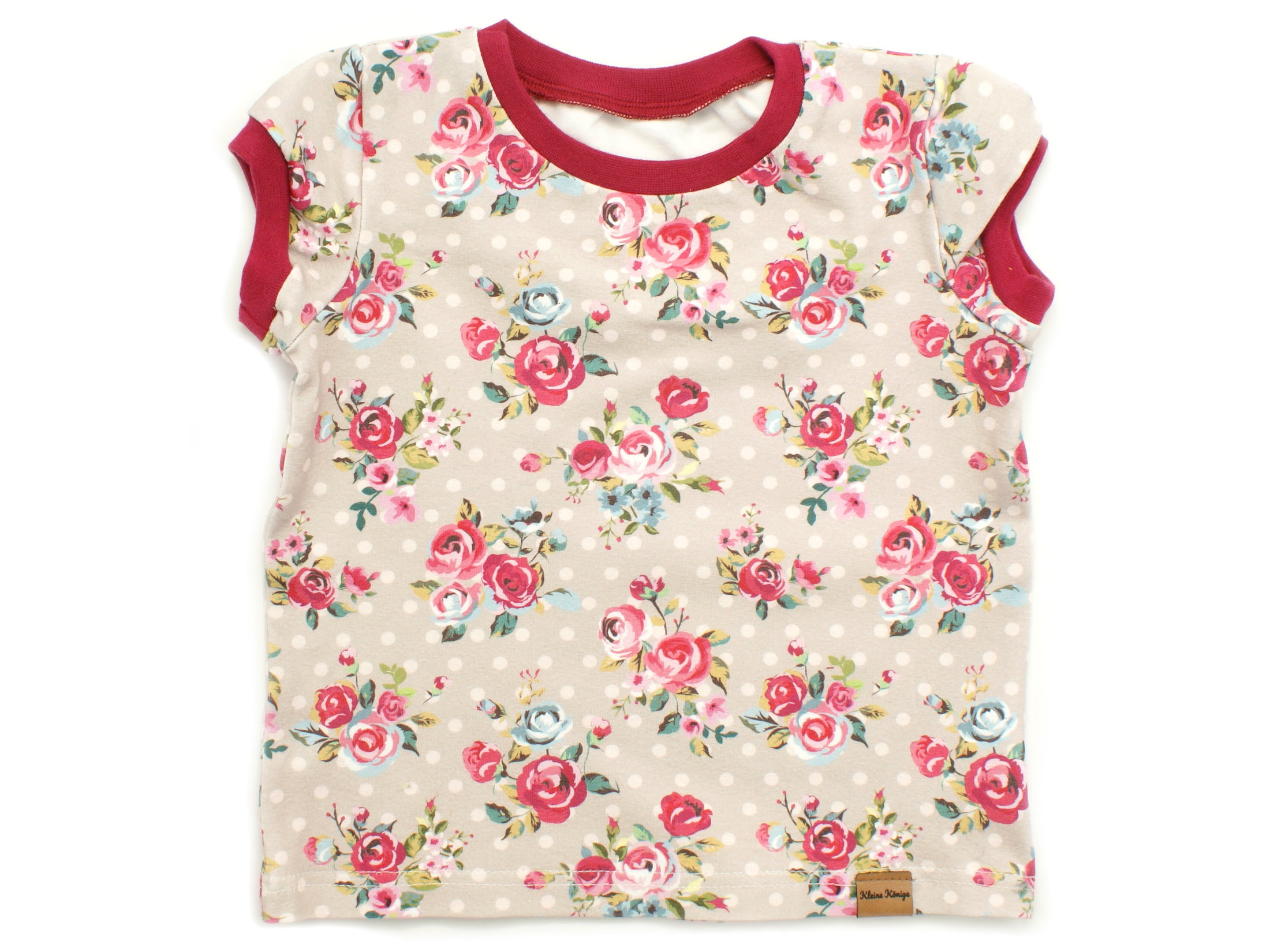 Kinder T-Shirt Blumen "Rosenliebe" beige weinrot
