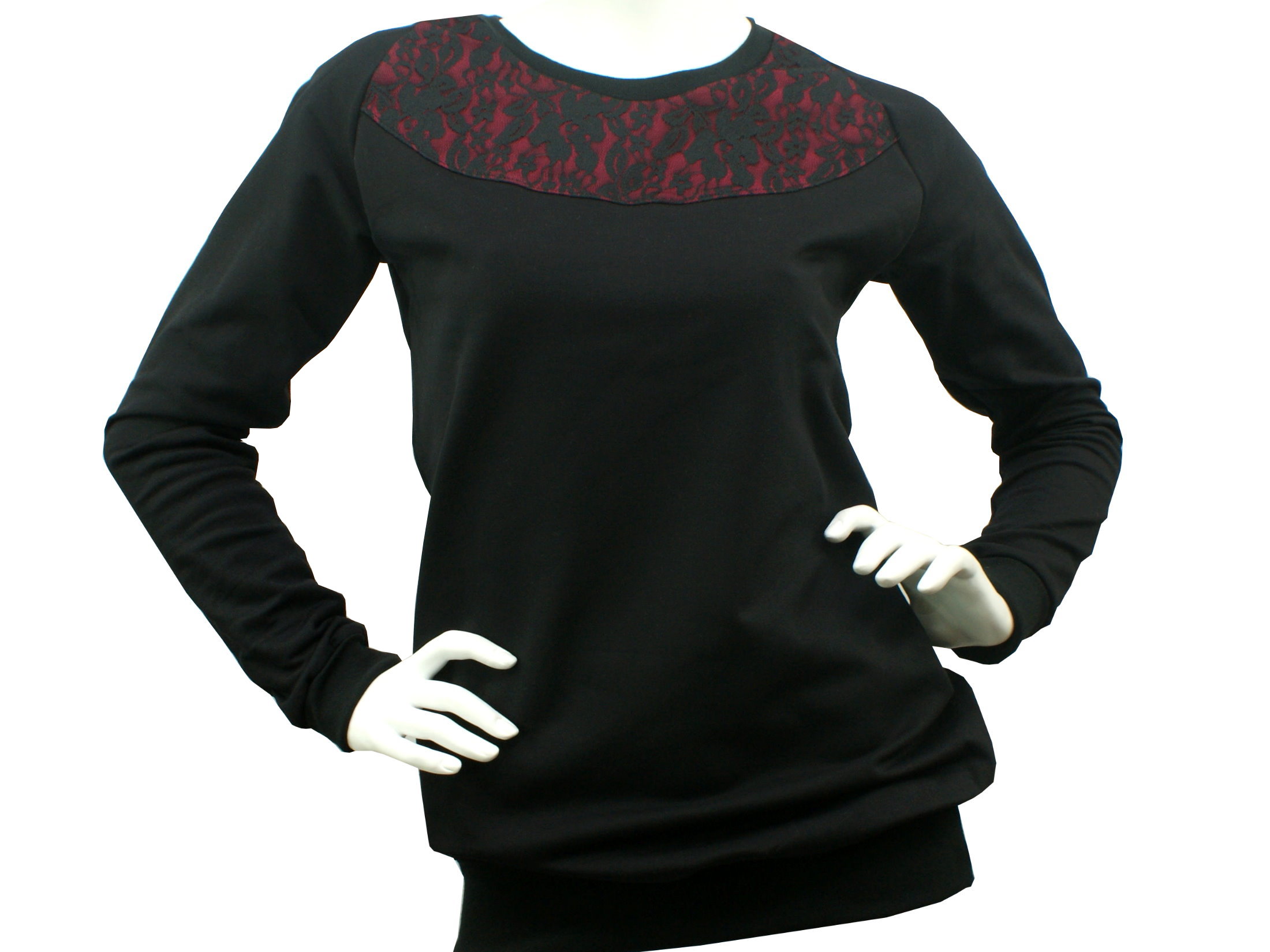 Damen Sweatshirt Pullover "Lace" schwarz in 5 Farben