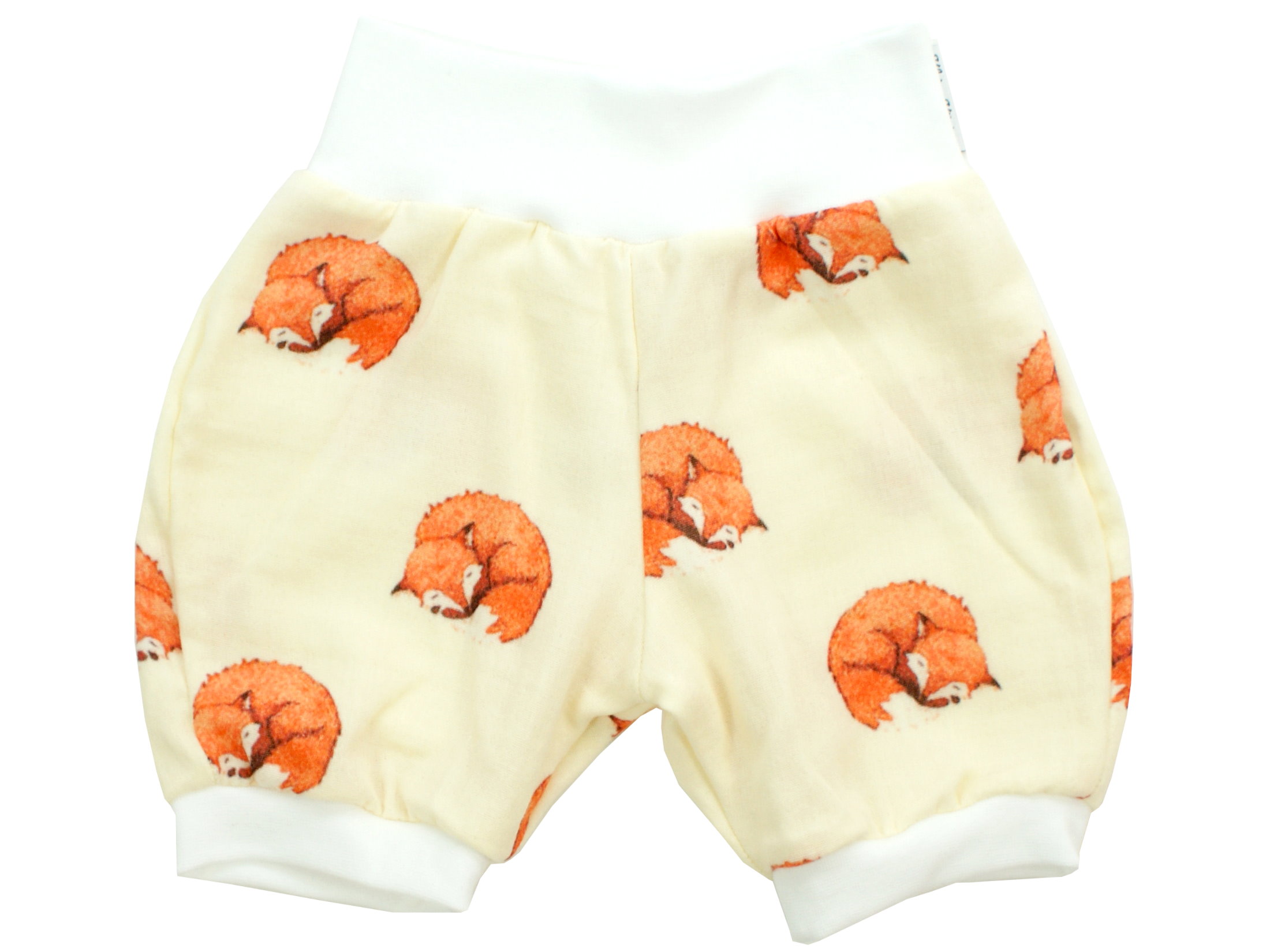 Musselin Kinder Shorts "Fuchs" hellgelb orange
