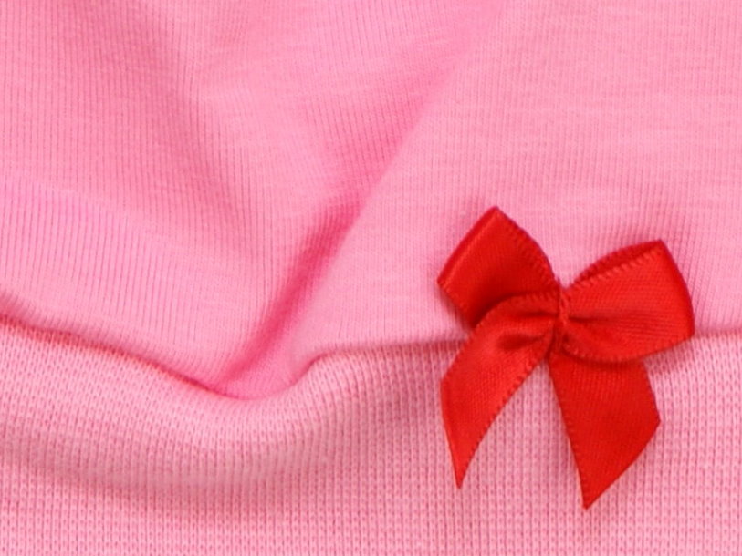 Kindermütze "Uni" rosa Schleife rot