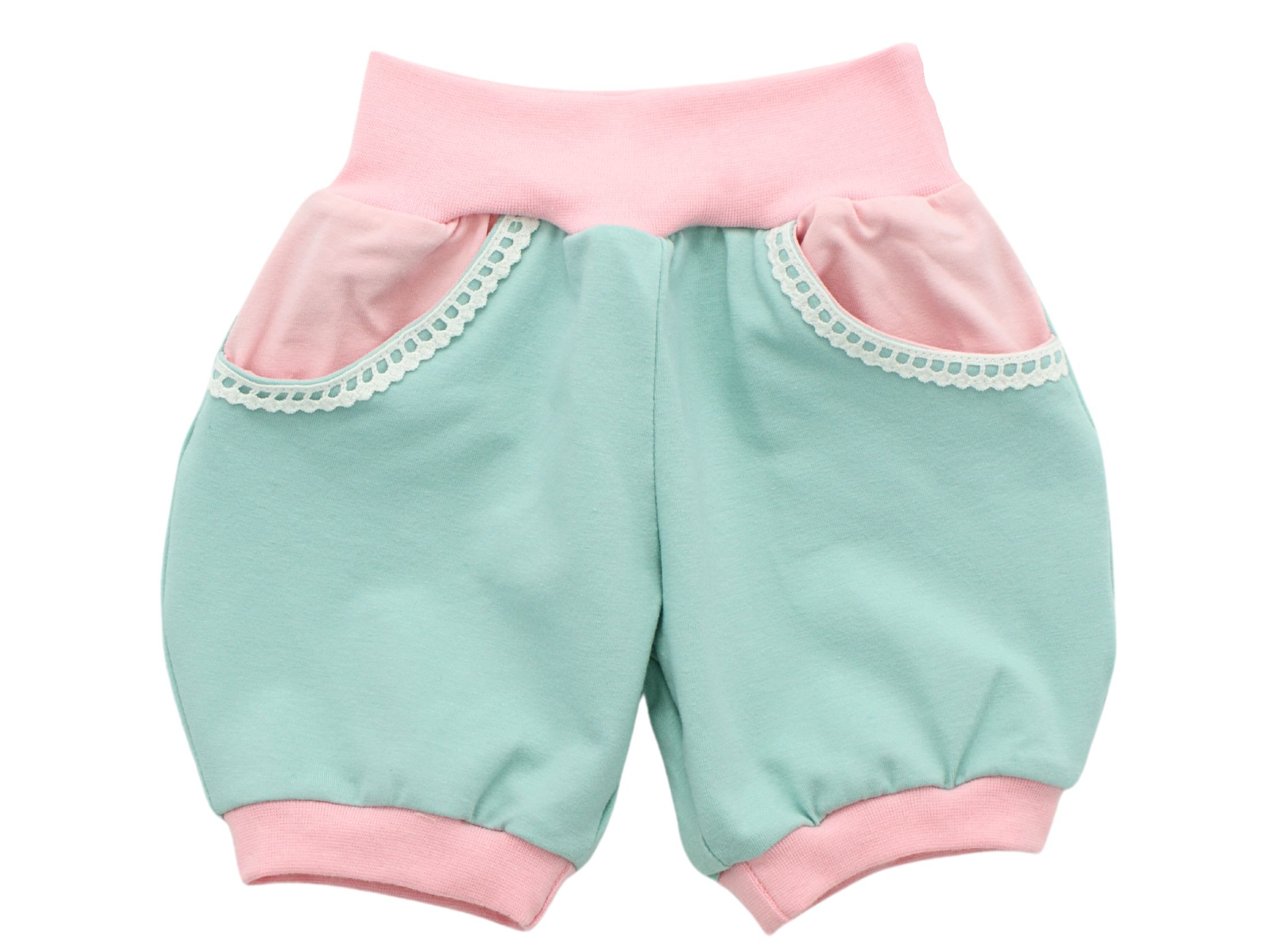 Kinder Sommer Shorts mit Taschen "Uni" aqua rosa