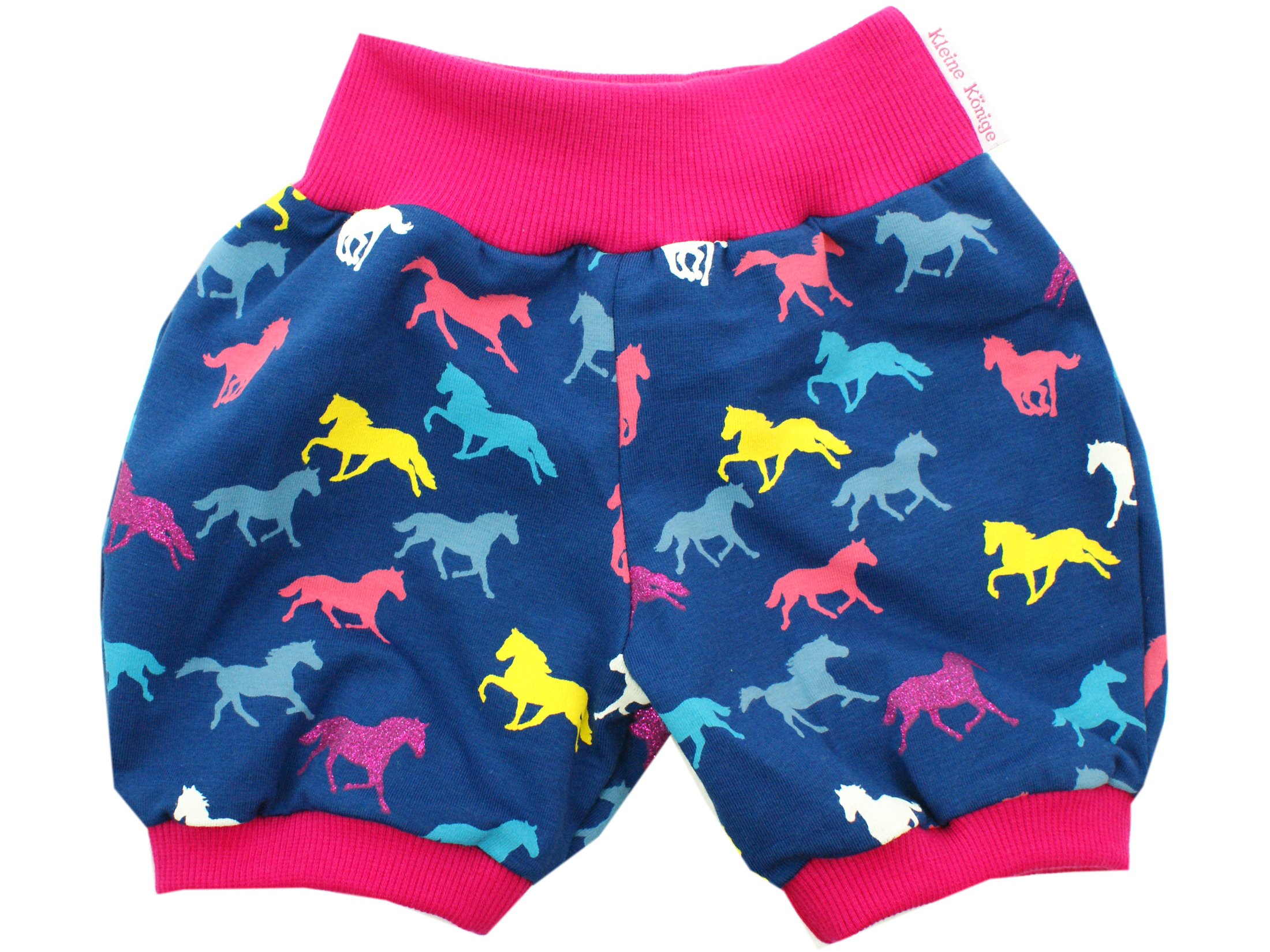 Sommer Shorts "Horses" blau pink in 62/68