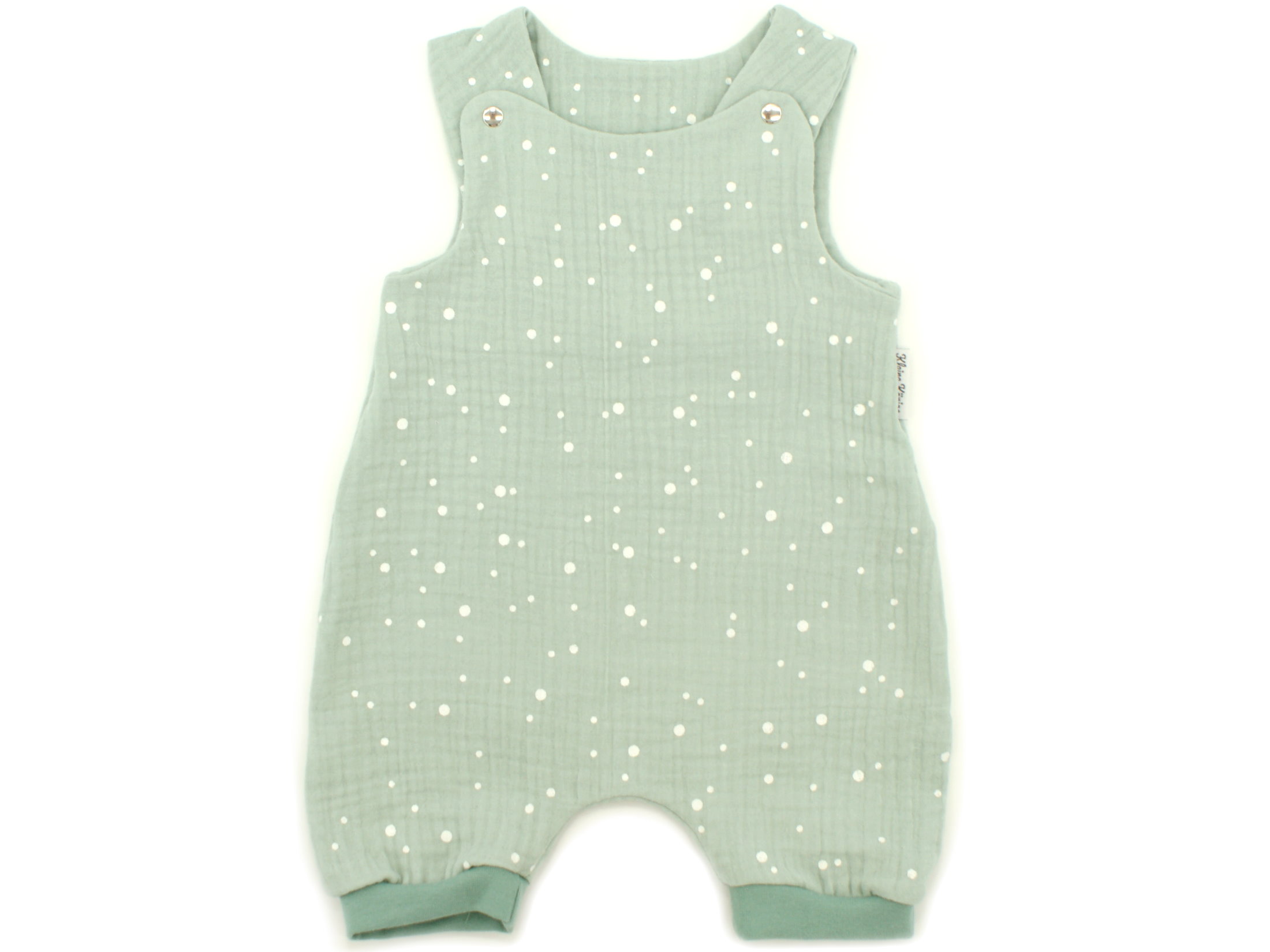 Musselin Baby Kurzstrampler "White Dots" mint
