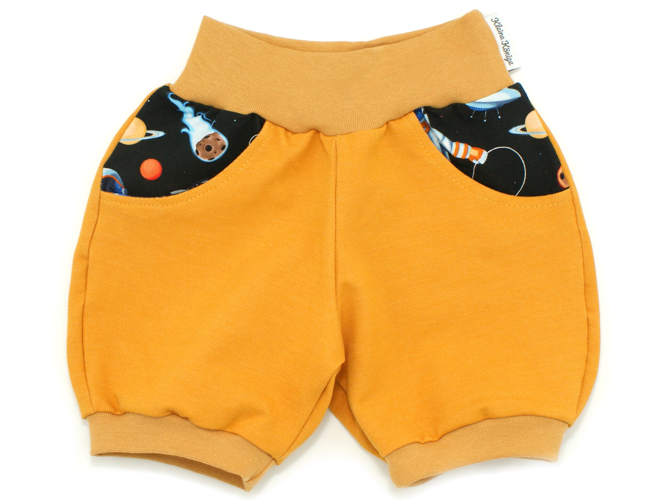Kinder Sommer Shorts mit Taschen "Raumfahrer Luke" Jeansjersey senfgelb