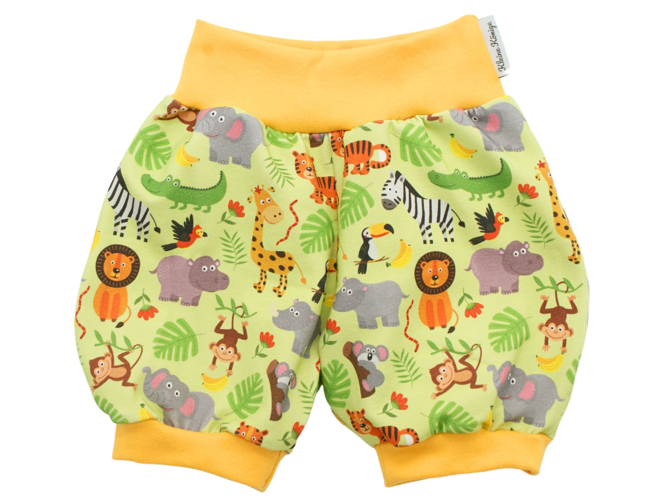Kinder Sommer Shorts "Dschungeltiere" lemon gelb