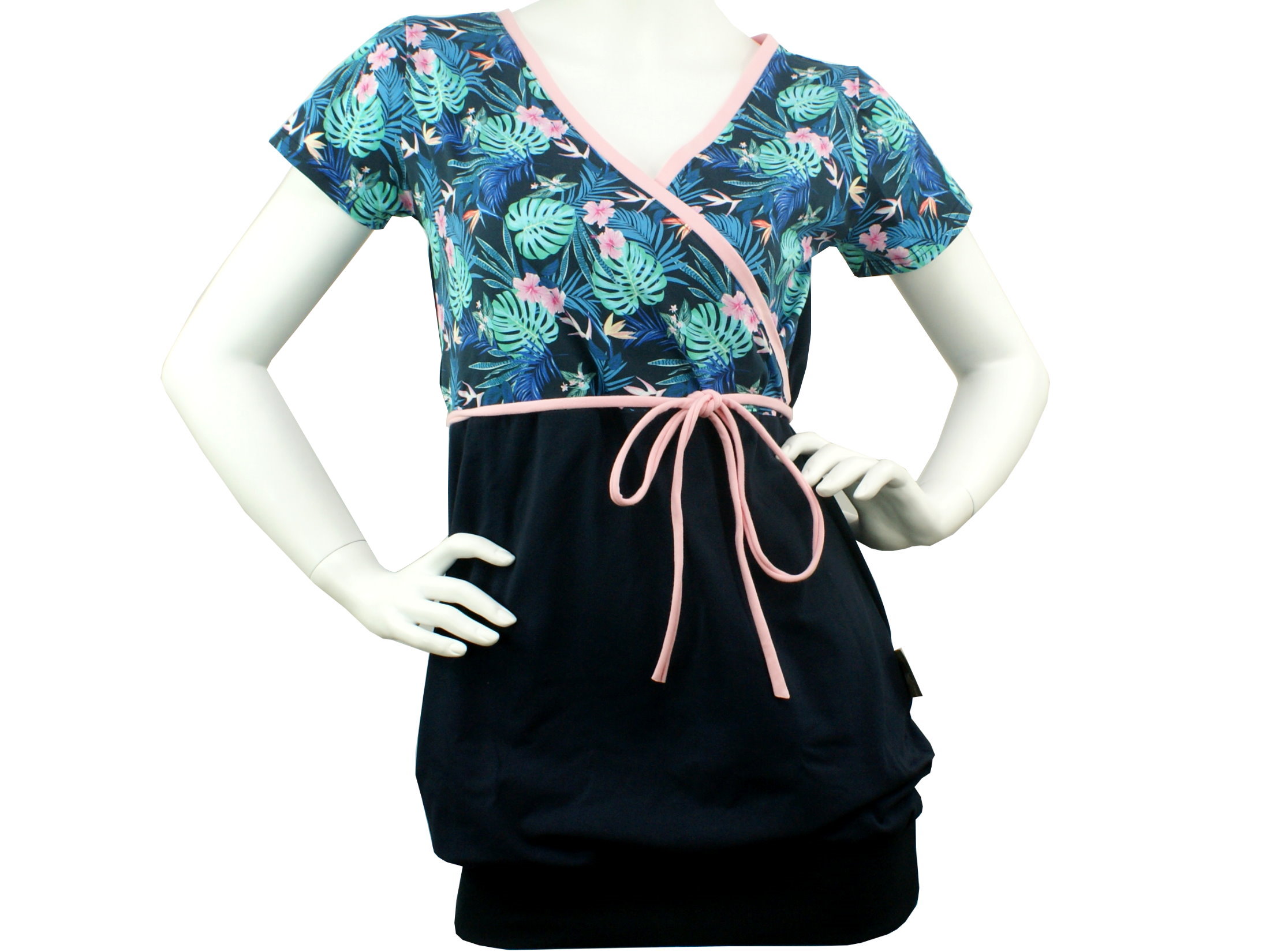 Stillshirt "Tropic" marineblau rosa
