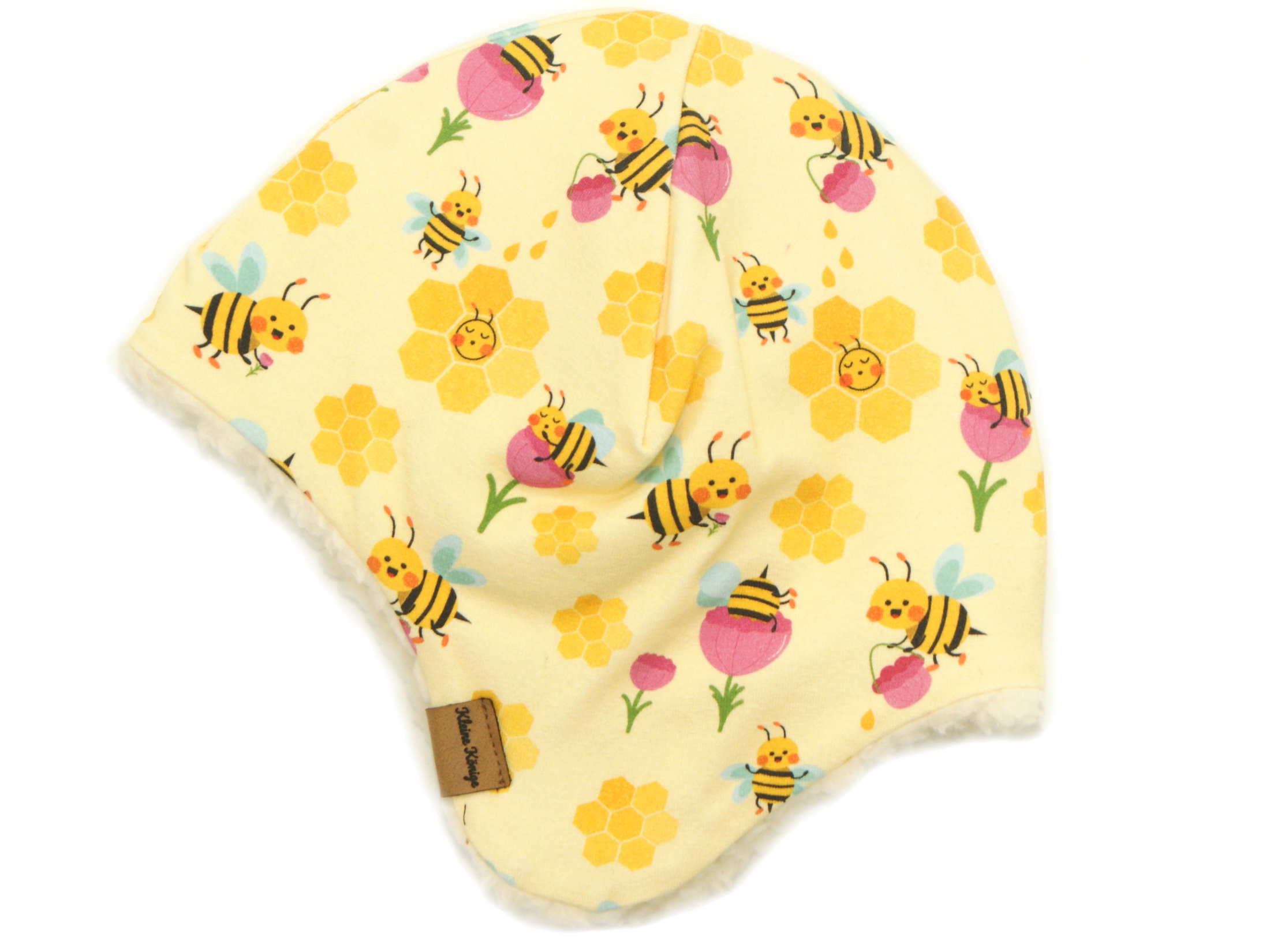 Wintermütze Teddyfell "Honey Bee" gelb 98/104