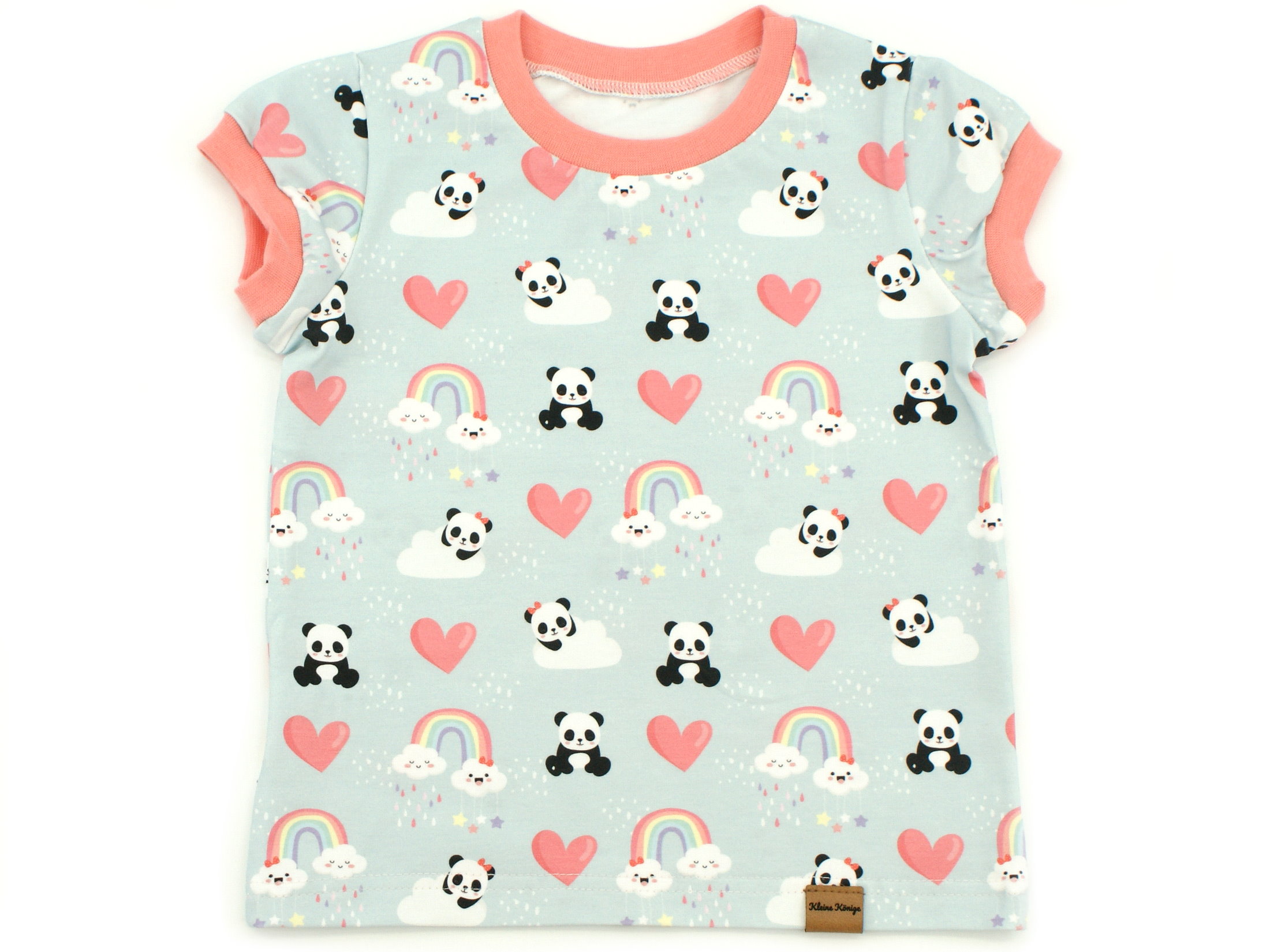 Kinder T-Shirt "Little Panda" hellblau apricot