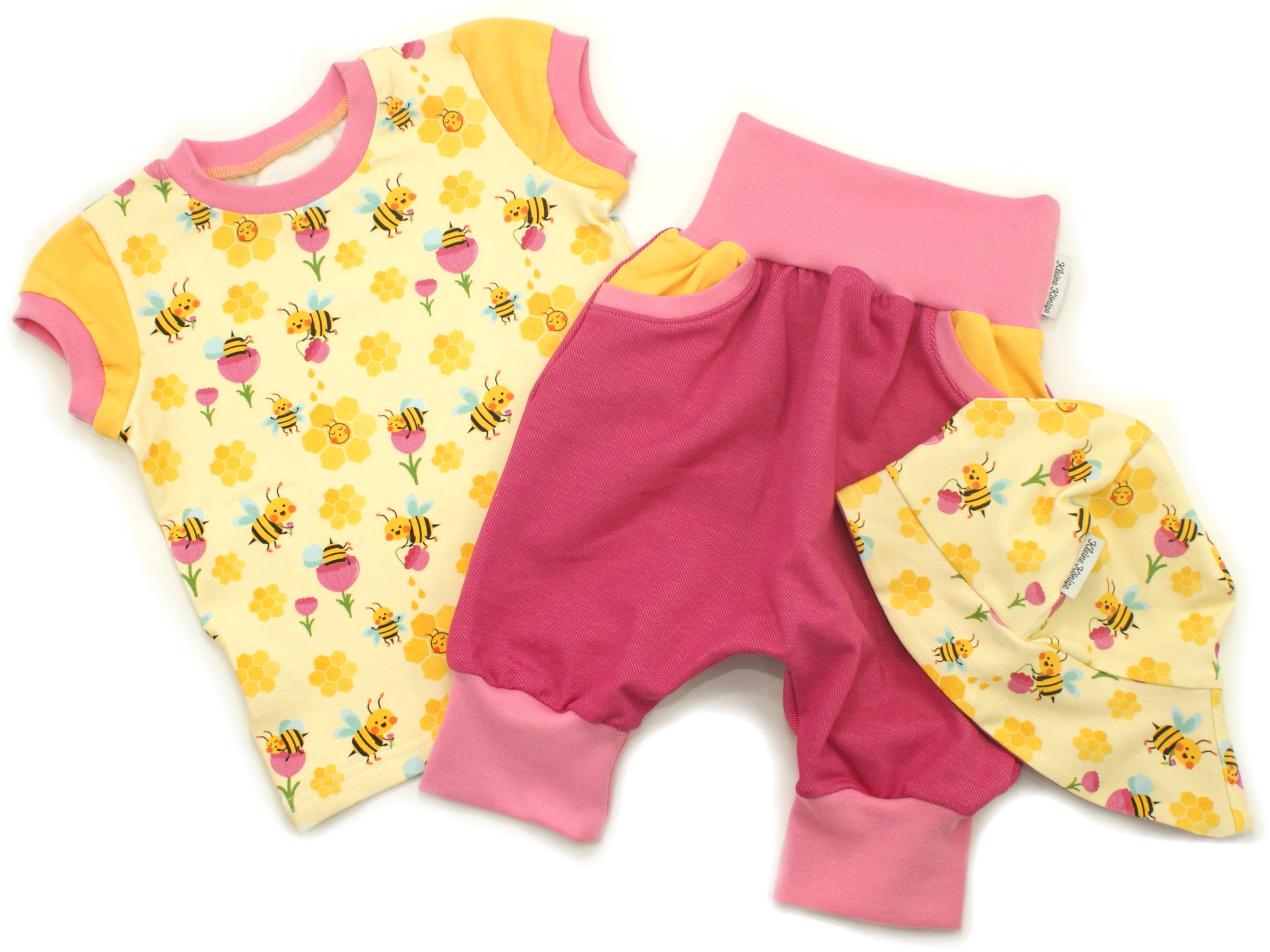 Kinder Bermuda-Shorts mit Taschen Jeansjersey pink gelb