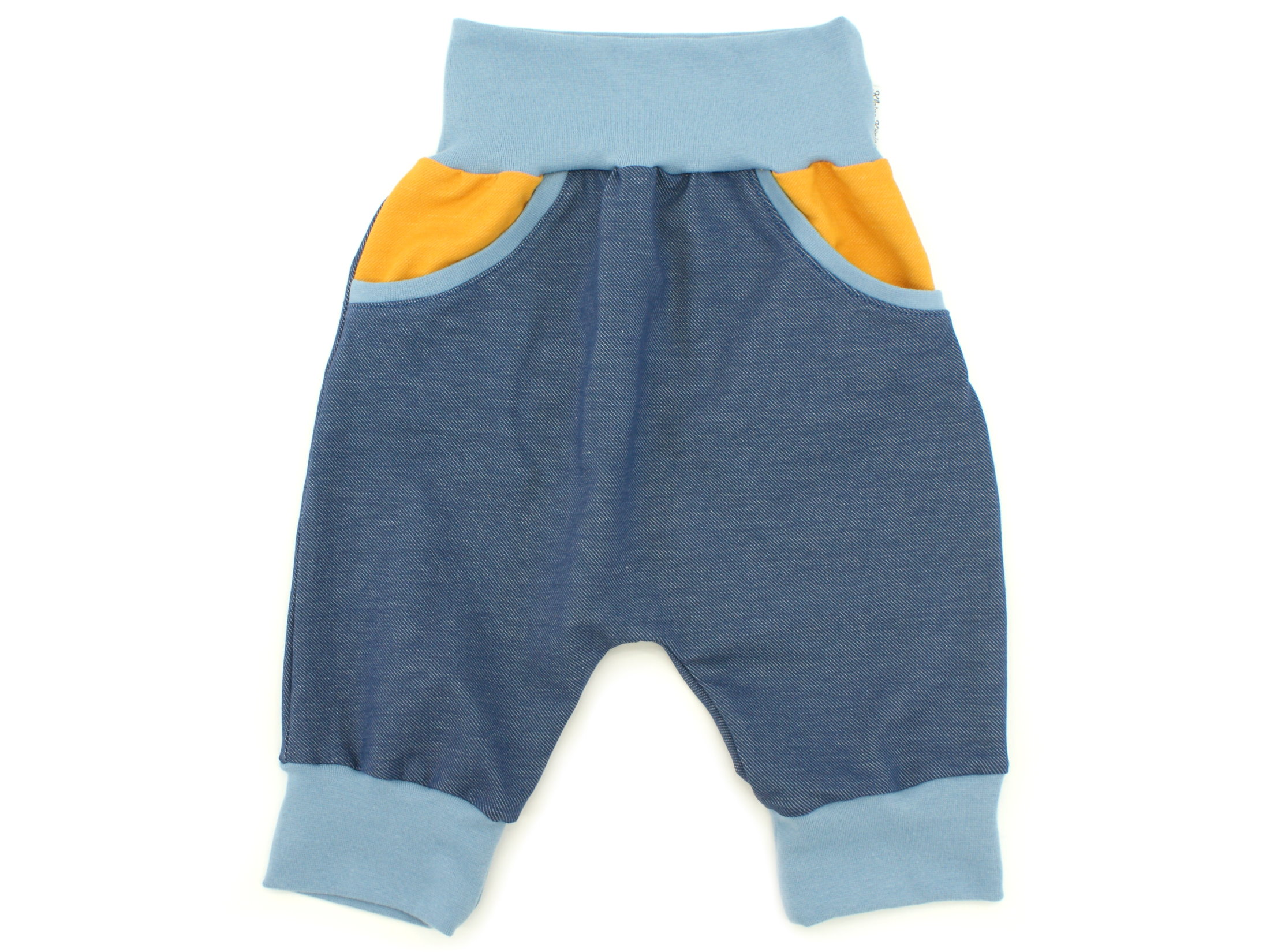Kinder Bermuda-Shorts mit Taschen Jeansjersey blau camel