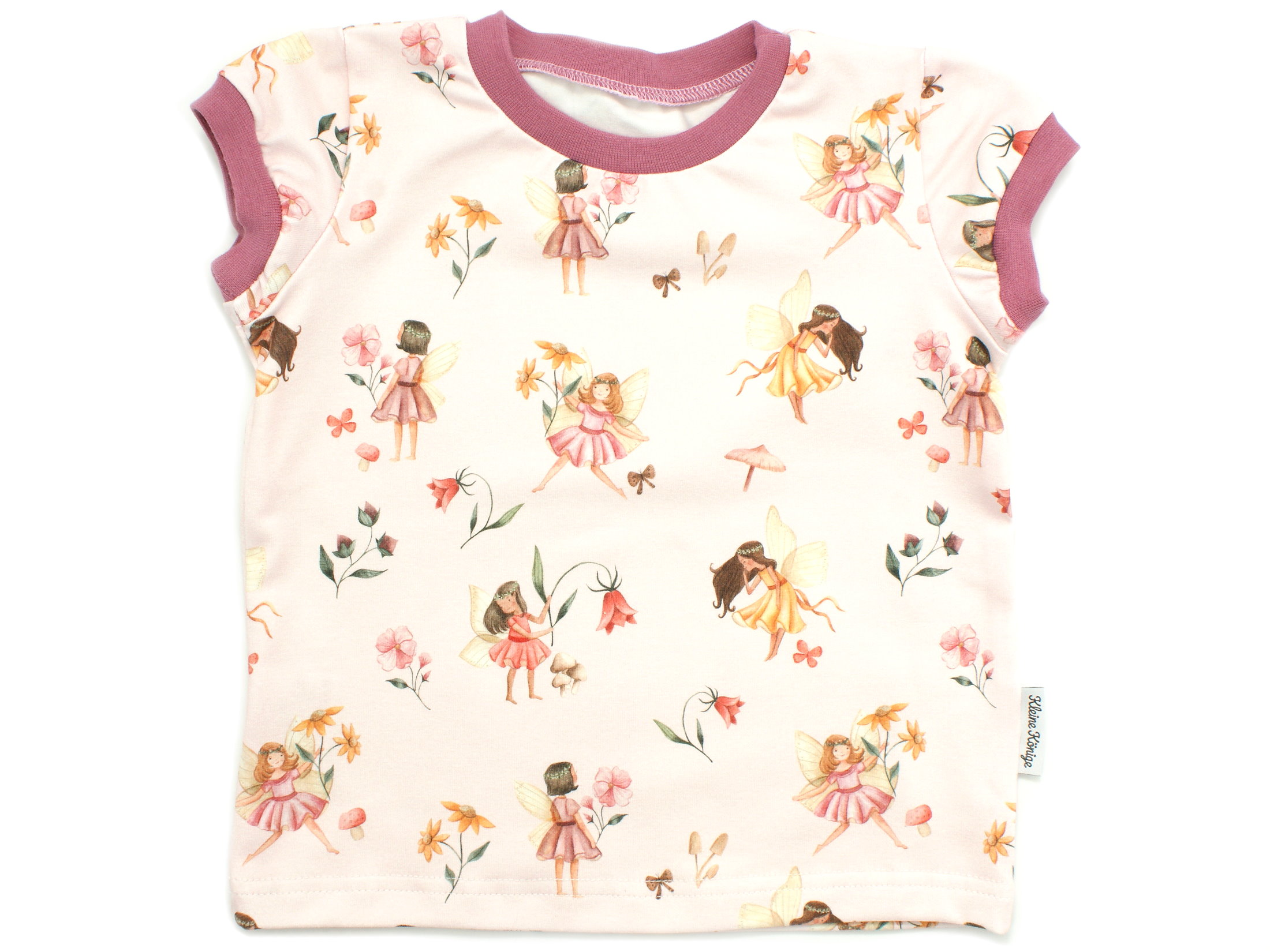 Kinder T-Shirt Blumen "Blumenfee" Allover beere rosa