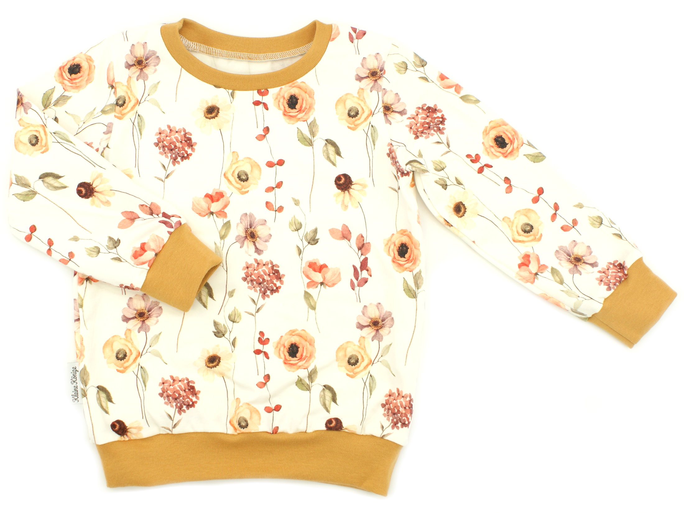 Kinder Pullover Shirt Blumen "Wild Flowers" oliv camel