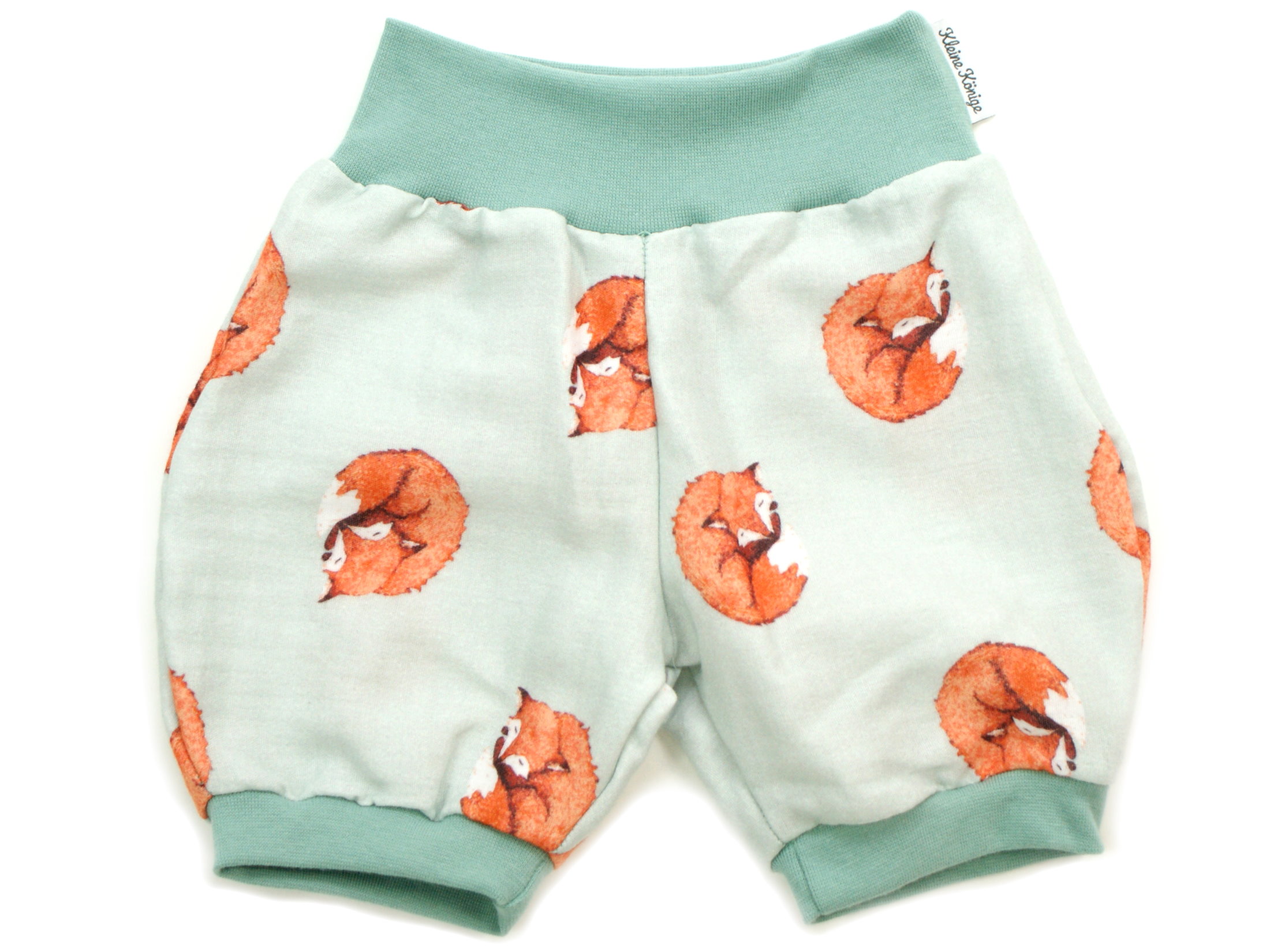 Musselin Kinder Shorts "Fuchs" mint