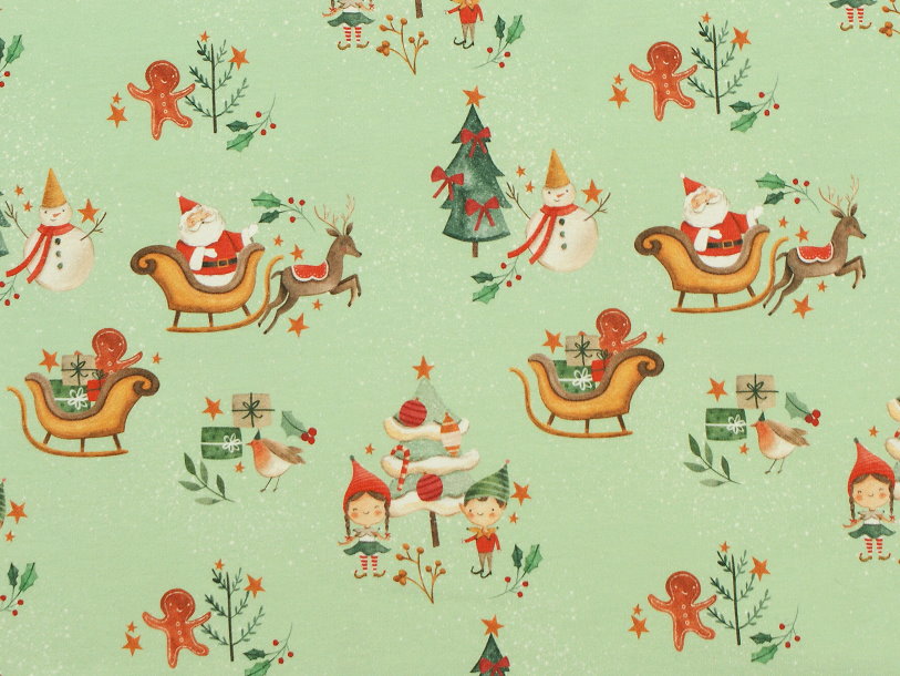 Kinder Leggings Weihnachtsmann "Christmasland" hellgrün