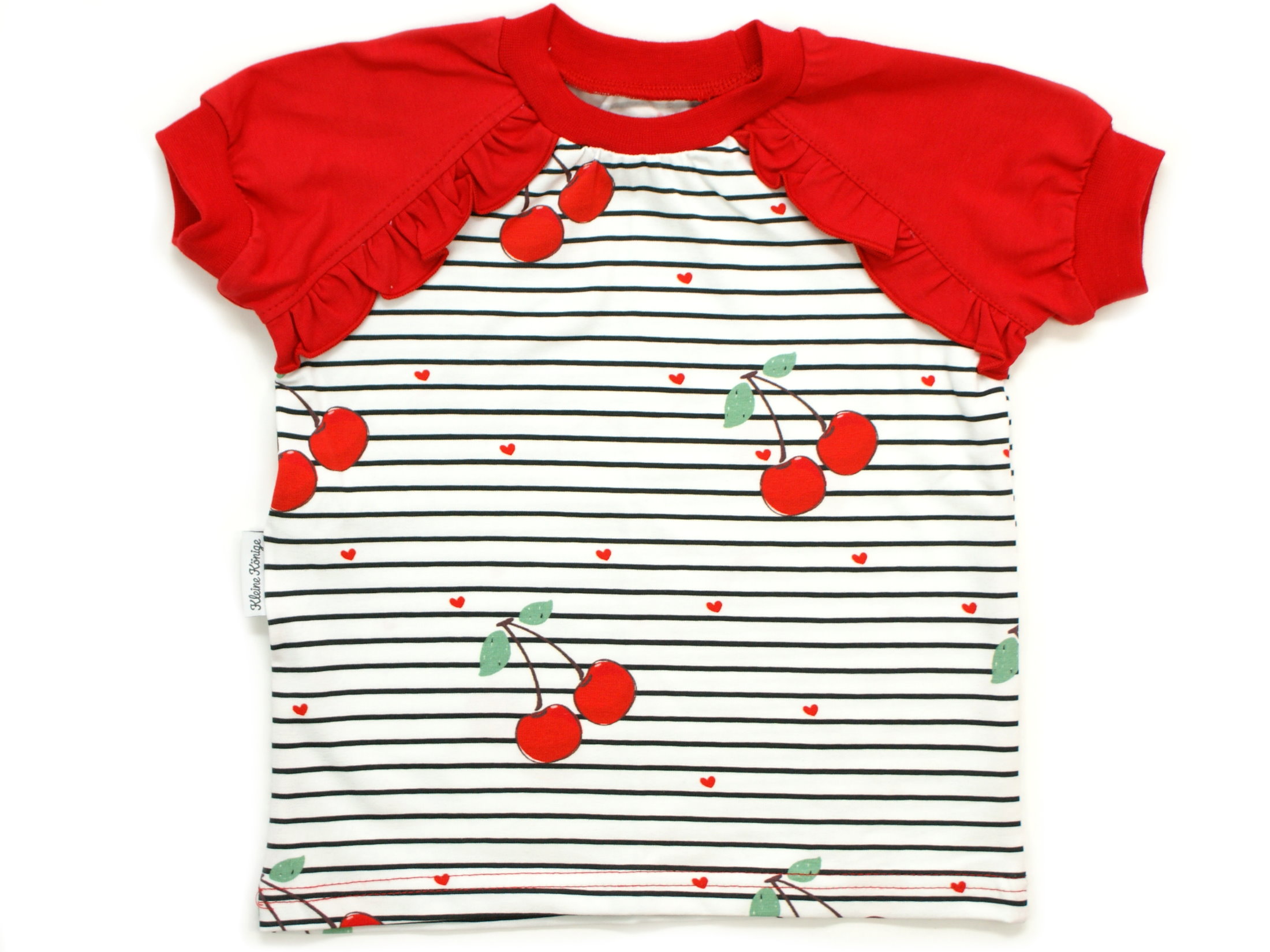 Kinder T-Shirt Kirschen "Cherry" Rüschen Streifen rot