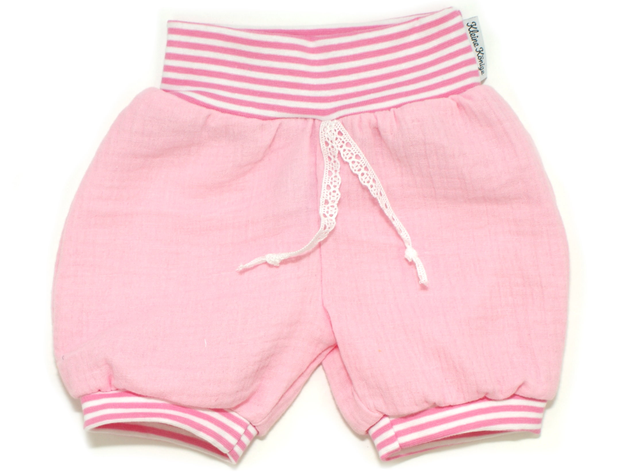 Musselin Kinder Shorts "Uni Rosa" rosa weiß in 74/80