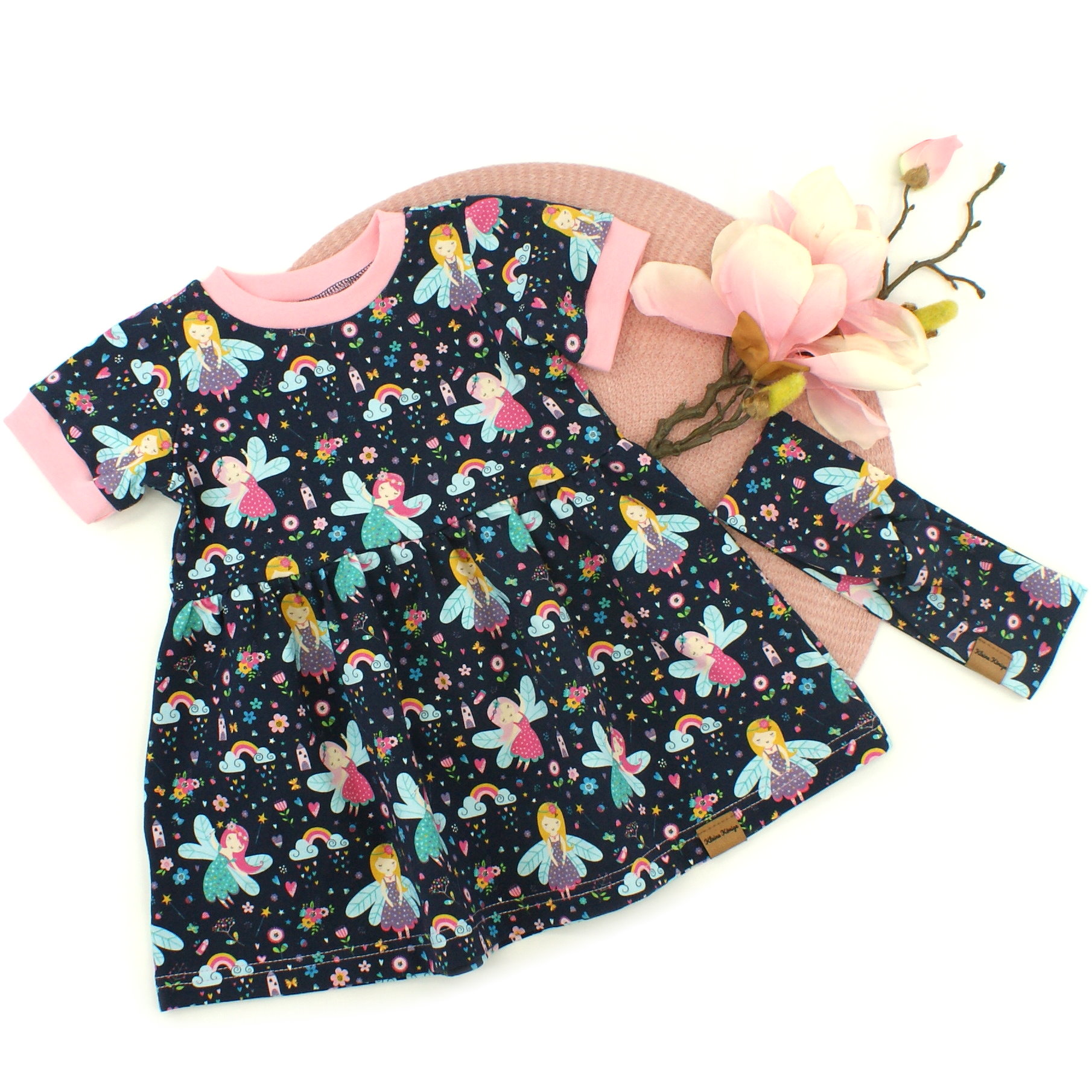 Kinderkleid Tunika "Kleine Fee" marineblau rosa