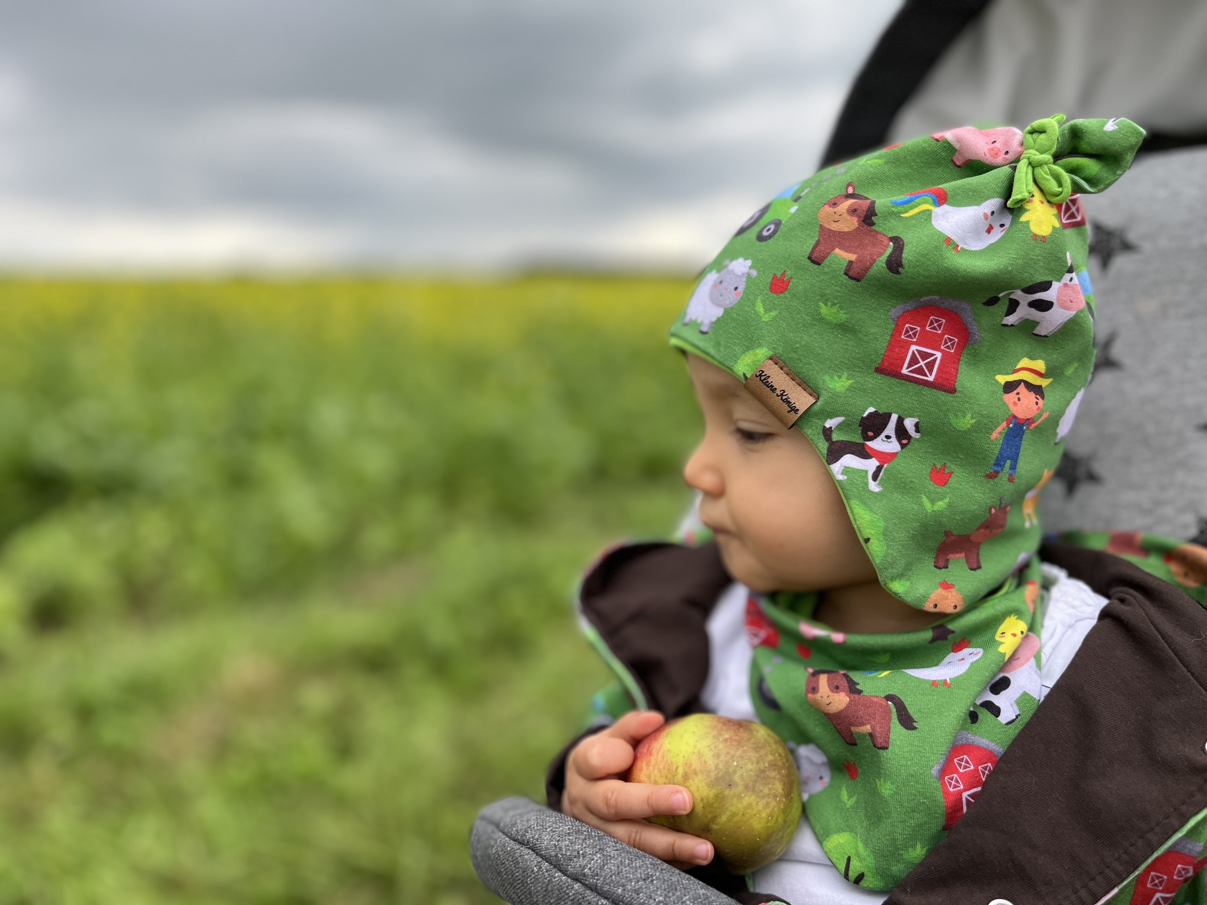 Kinder Kapuzenjacke zum wenden "Happy Farm" grün braun