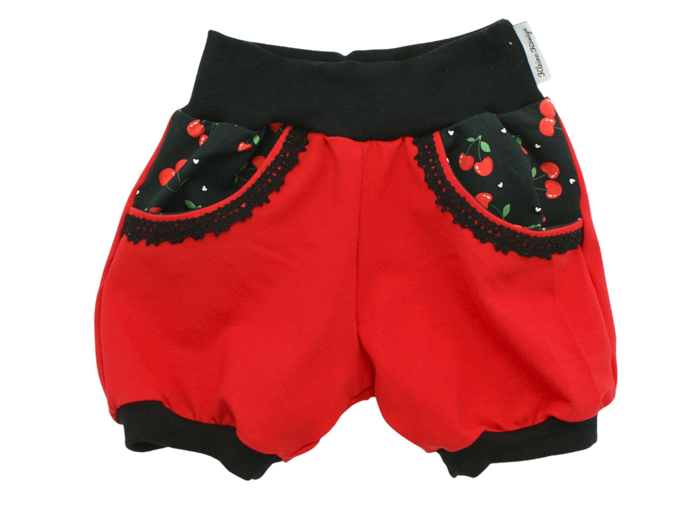 Kinder Sommer Shorts mit Taschen "Minikirschen" rot schwarz