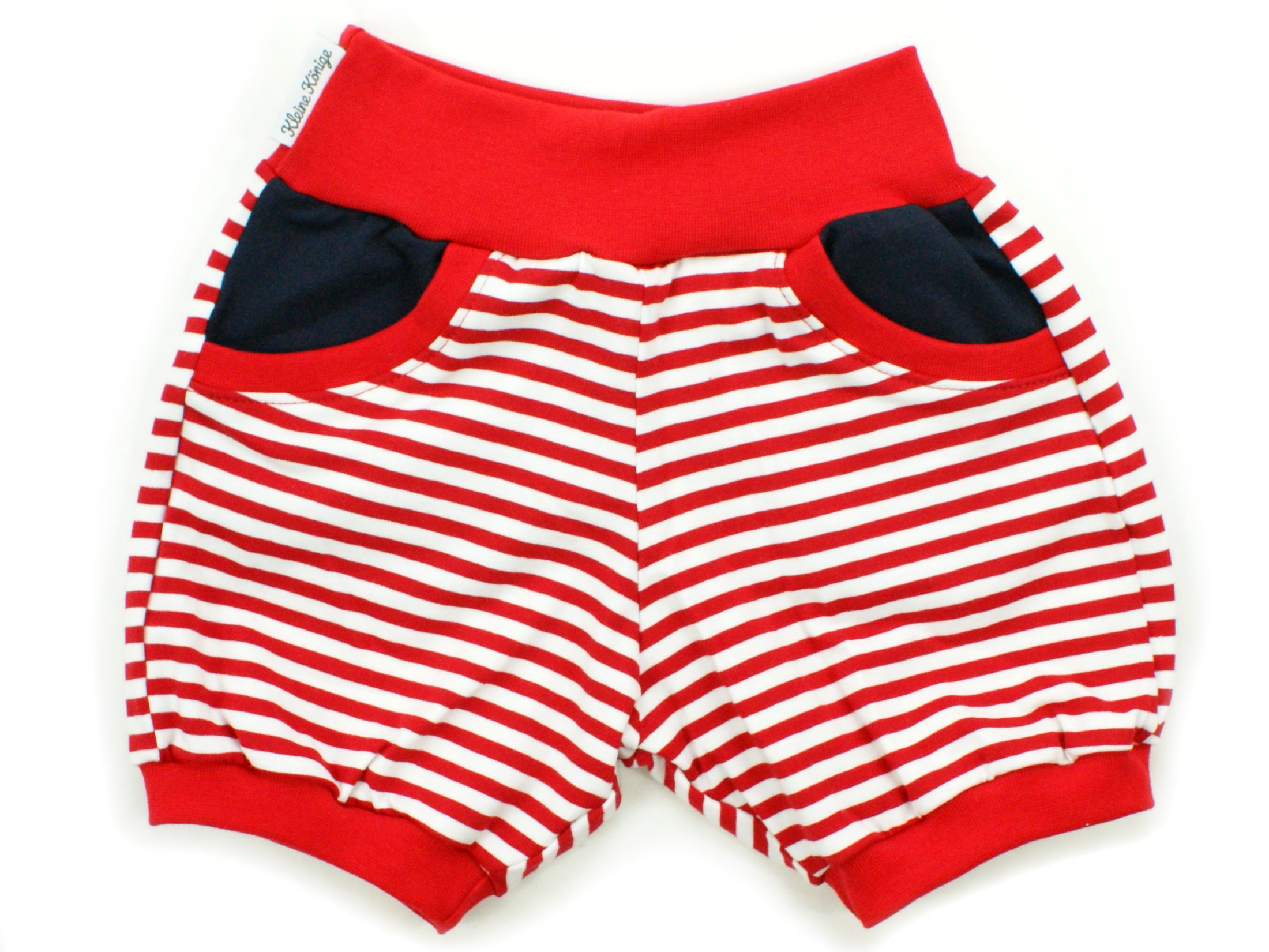 Kinder Sommer Shorts mit Taschen Streifen rot