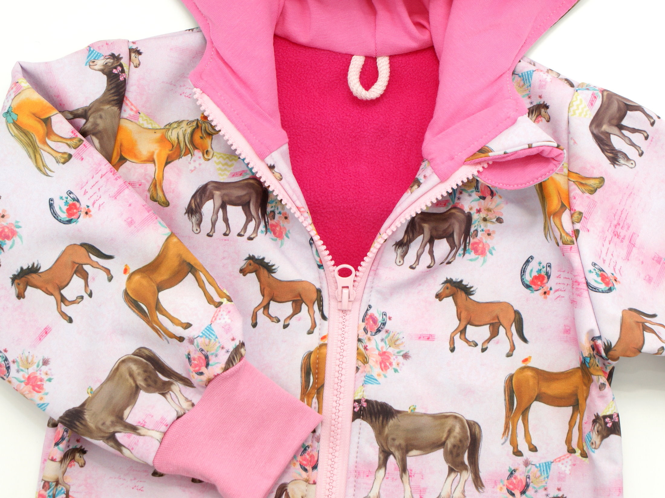 Kinder Softshell-Jacke "Pferde" rosa