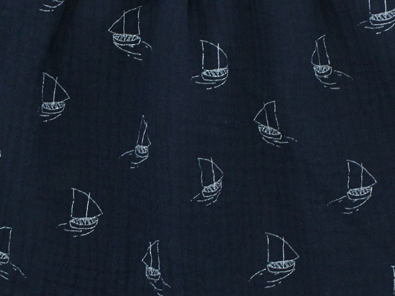 Musselin Halstuch "Segelboot" marineblau in 3 Größen 