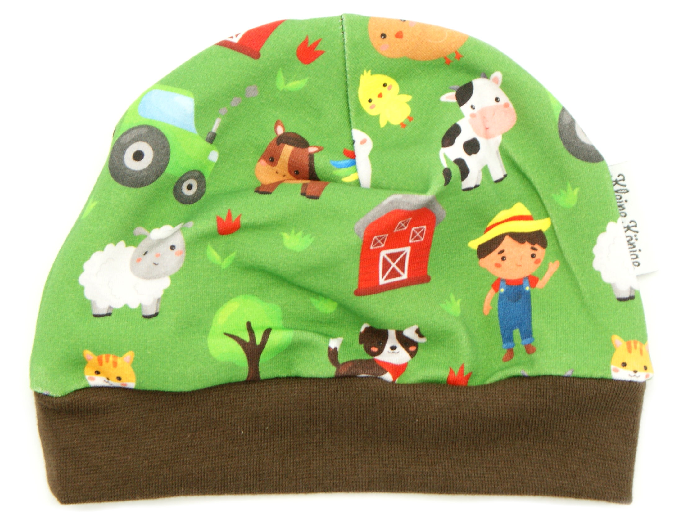 Kindermütze "Happy Farm" grün braun
