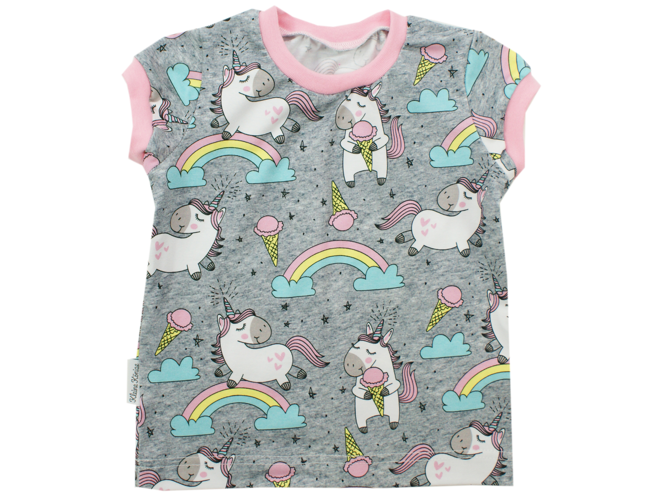 Kinder T-Shirt Einhorn "Happy Unicorn" grau rosa