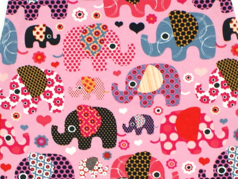 Kinder Jerseyrock "Elefantenparty" beere rosa