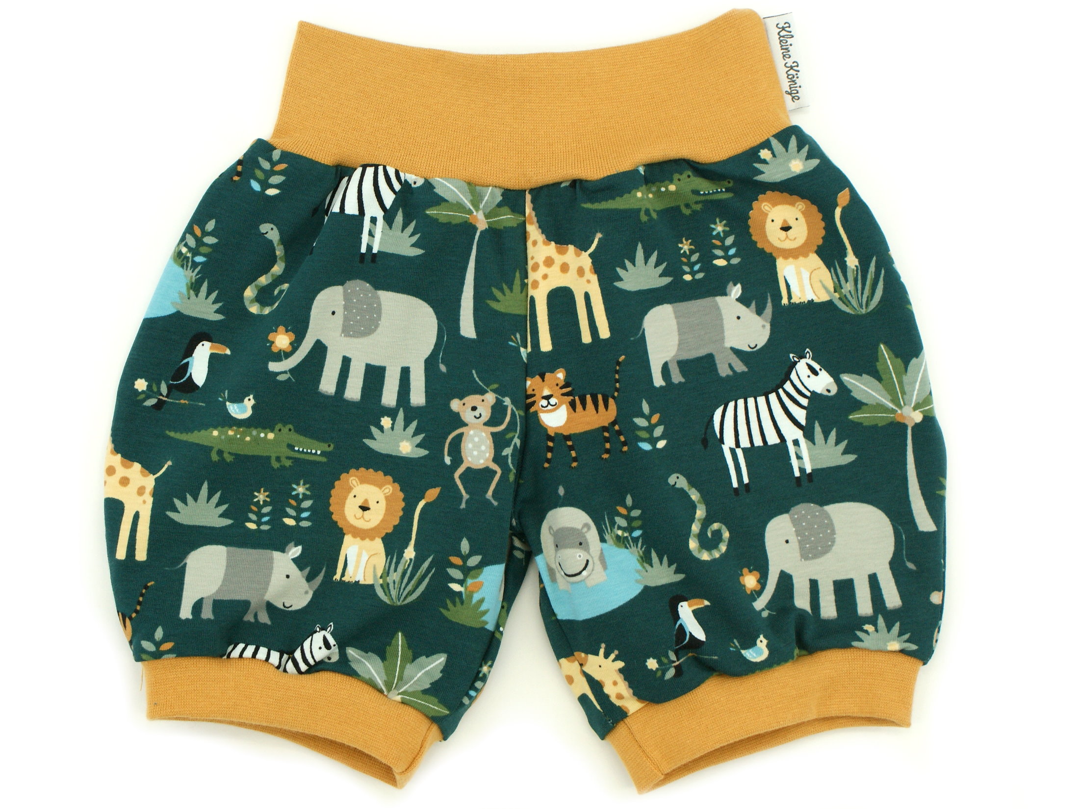 Kinder Sommer Shorts Dschungeltiere "Zooparty" petrol