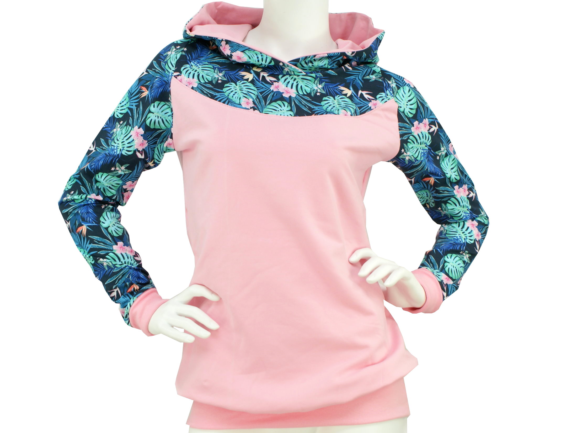 Damenpullover Hoodie "Tropic" marineblau rosa