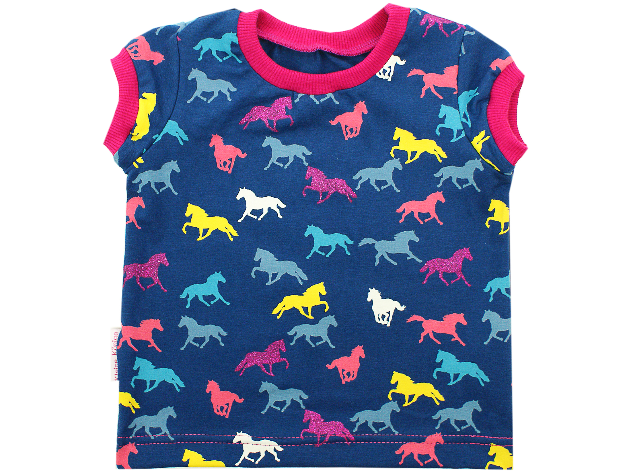  Kinder T-Shirt "Horses" blau pink 74/80
