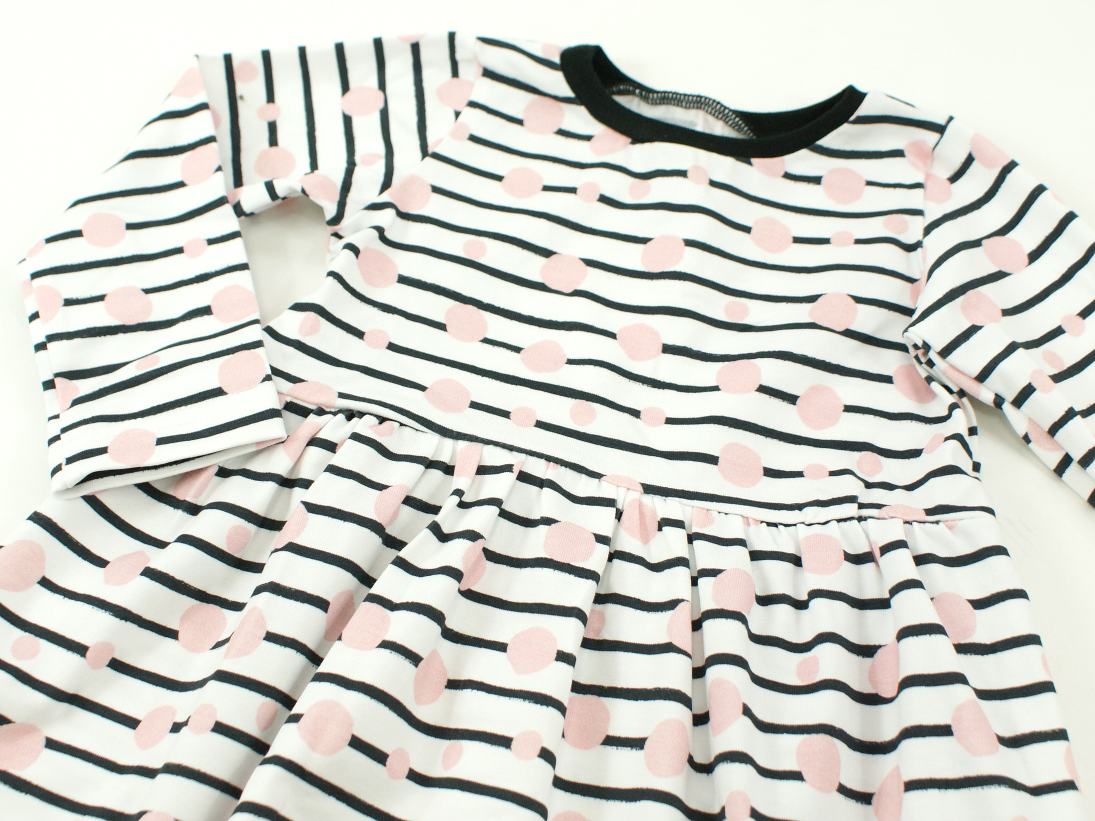 Kinderkleid Tunika Punkte "Babydots" rosa schwarz