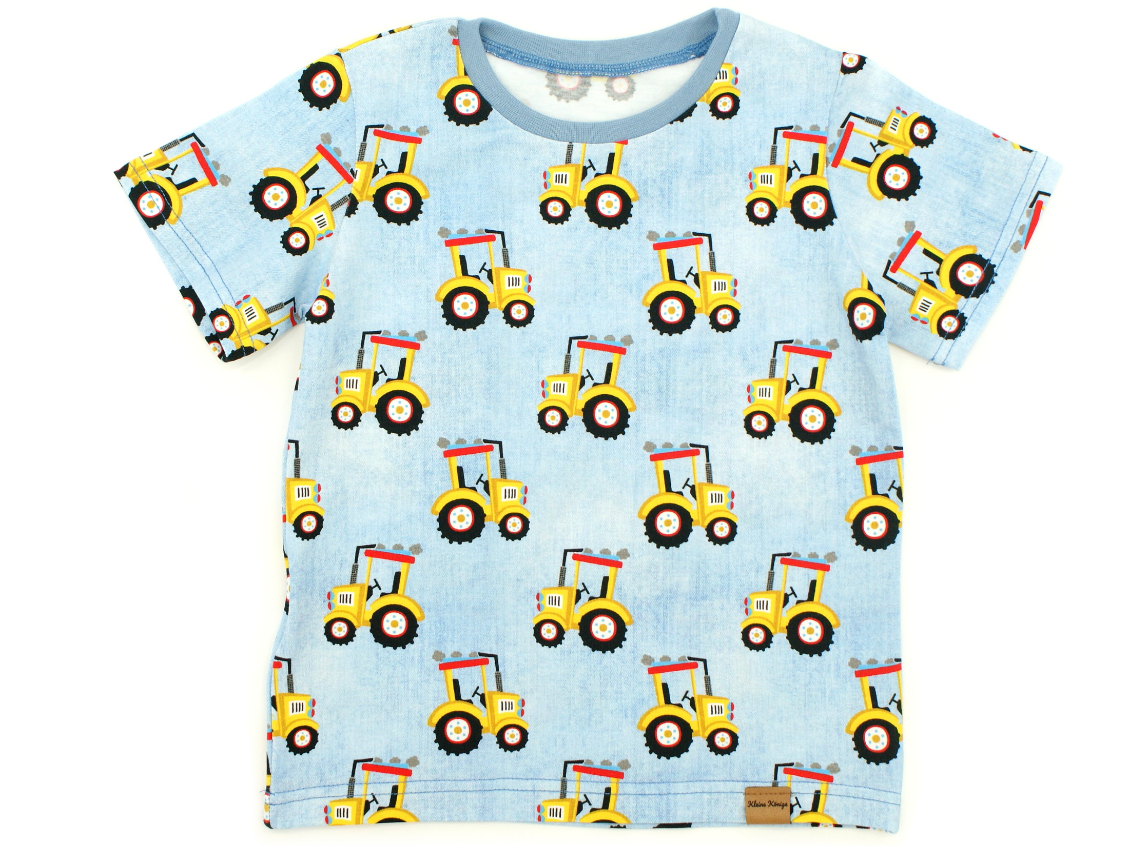 Kinder T-Shirt "Gelber Traktor" hellblau