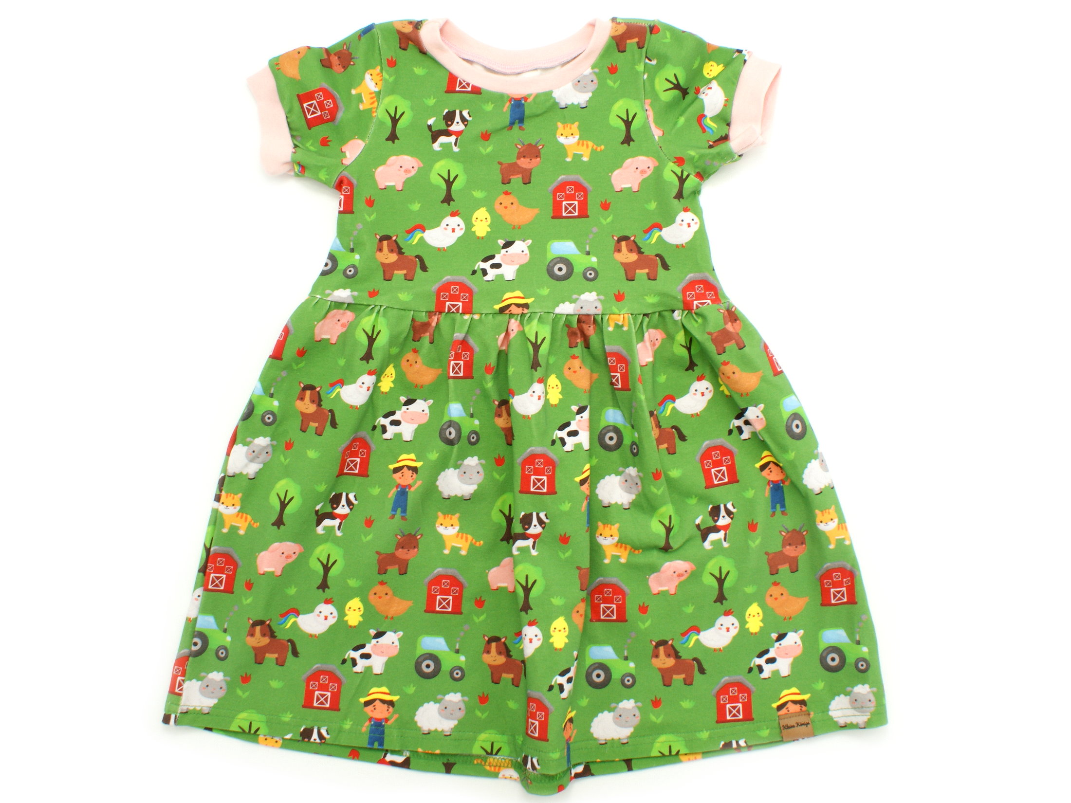 Kinderkleid Tunika "Happy Farm" grün altrosa